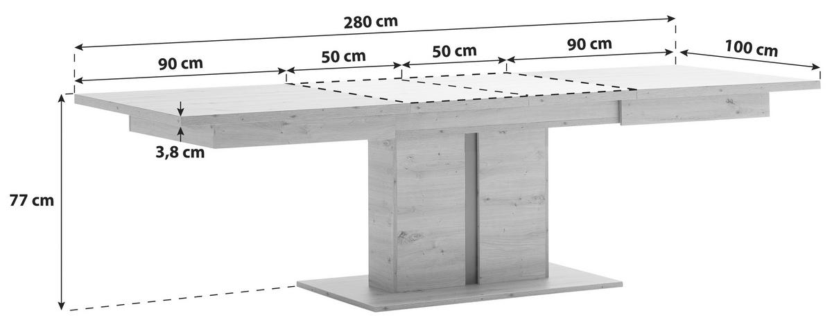 Esstisch ausziehbar Buenos Aires 180-280x100 cm - Eichefarben/Anthrazit, Design, Holzwerkstoff (180-280/100/77cm) - MID.YOU