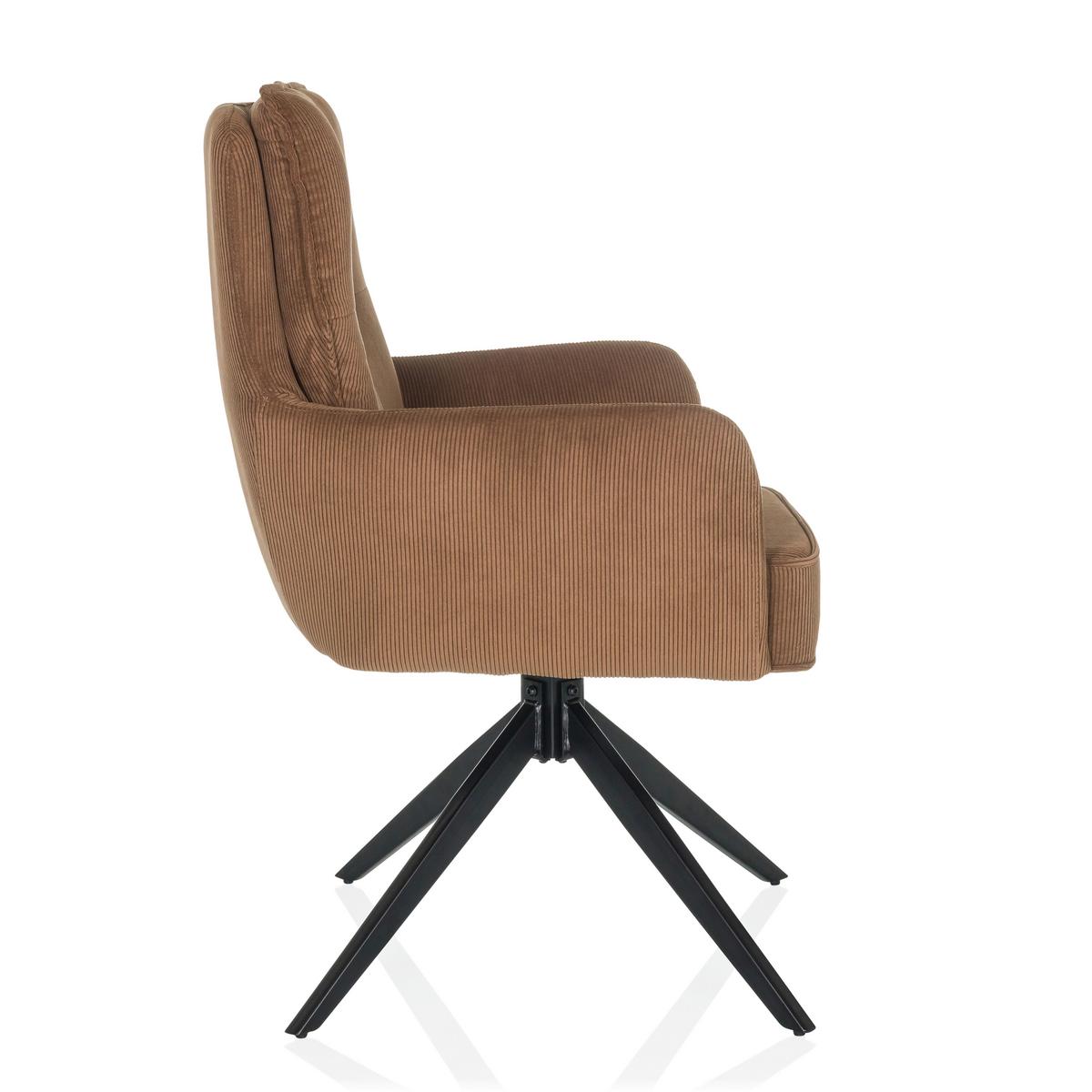 Armlehnstuhl Tarugo Braun B: 58 Cm - Schwarz/Braun, MODERN, Textil/Metall (58/94/60cm) - MID.YOU