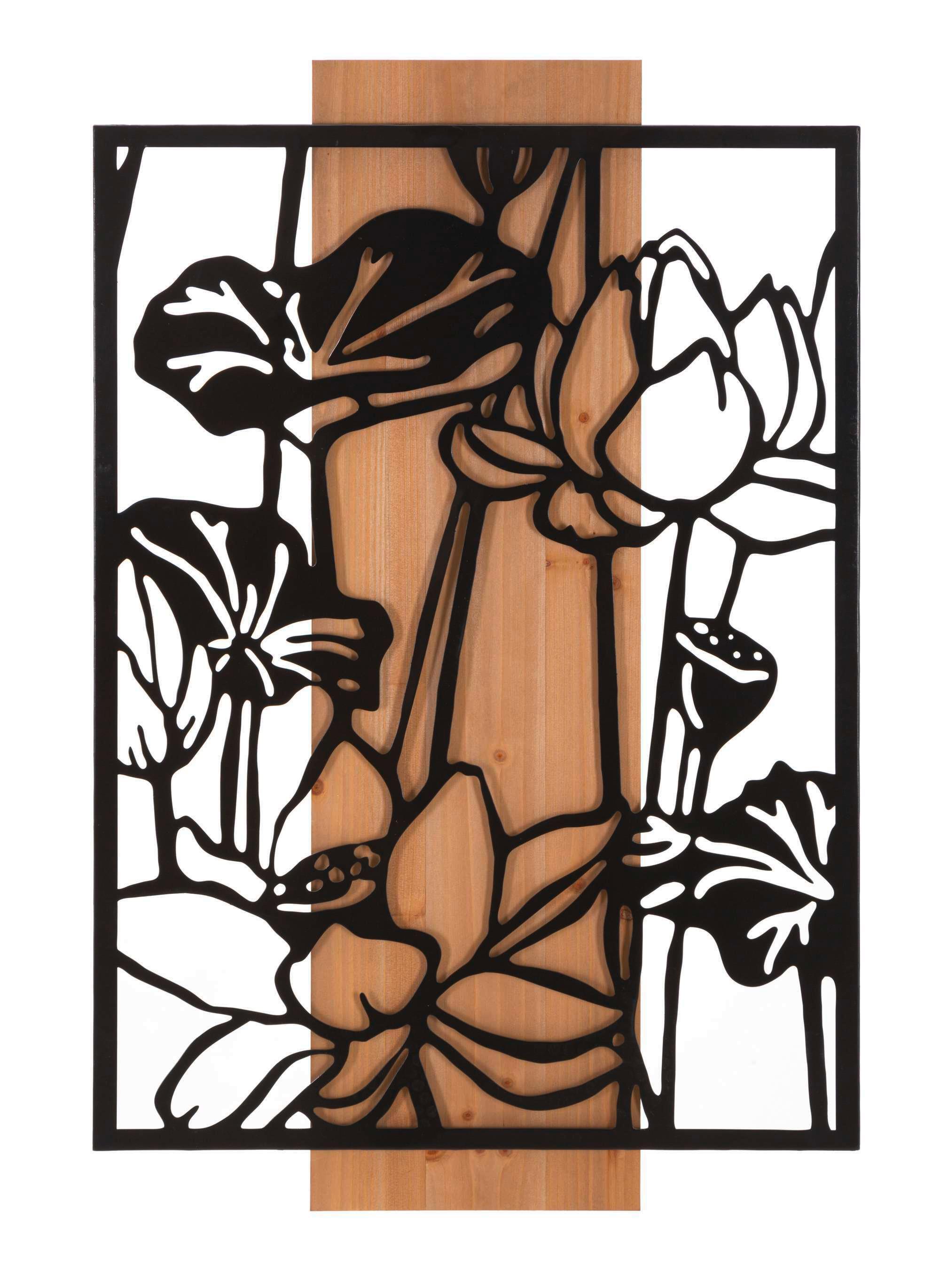 Wanddeko Wood Schwarz, Eiche Dekor B: 60 cm - Basics, Holzwerkstoff/Metall (60/90/2cm)