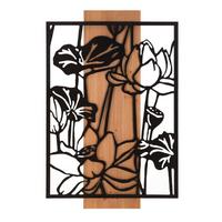Wanddeko Wood Schwarz, Eiche Dekor B: 60 cm - Basics, Holzwerkstoff/Metall (60/90/2cm)