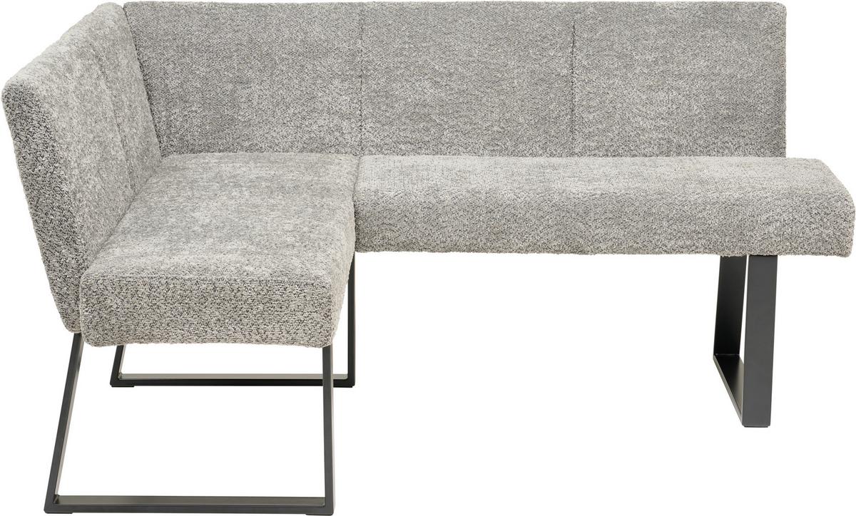 Eckbank Terri Grau, Ca. 132x163cm - Schwarz/Grau, KONVENTIONELL, Textil/Metall (130/160cm) - MID.YOU