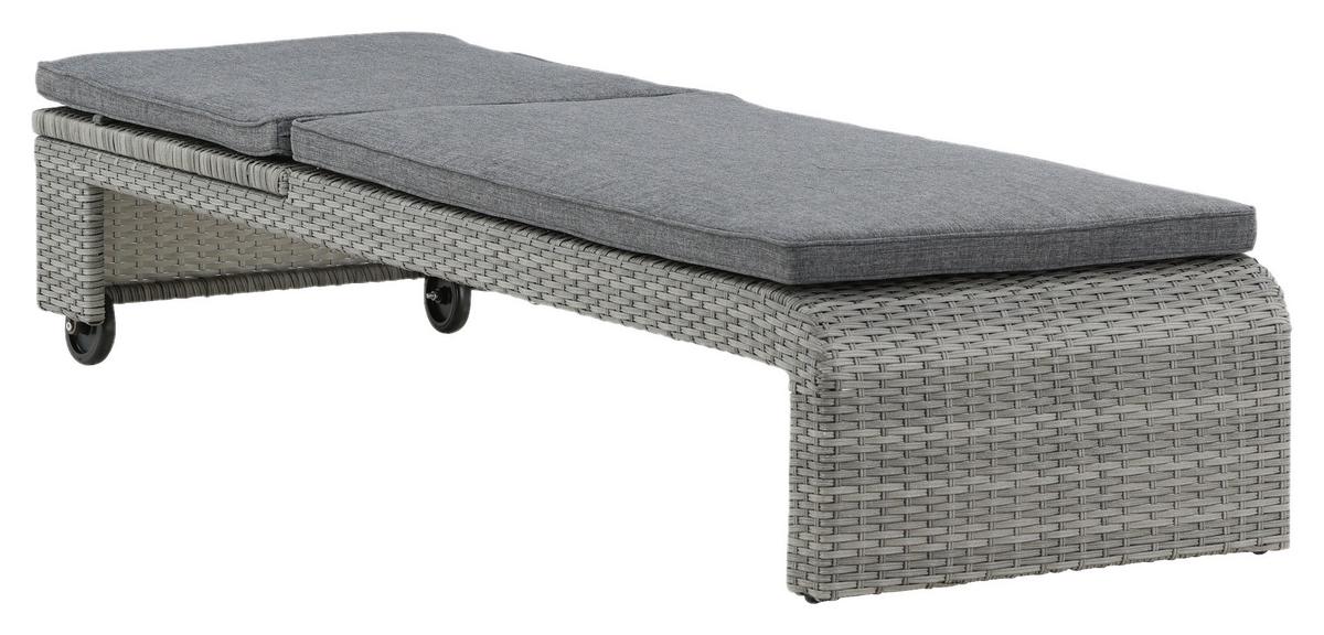 Sonnenliege London Kunststoff verstellbar - Grau, KONVENTIONELL, Kunststoff/Textil (60/32/196cm) - Gardenson