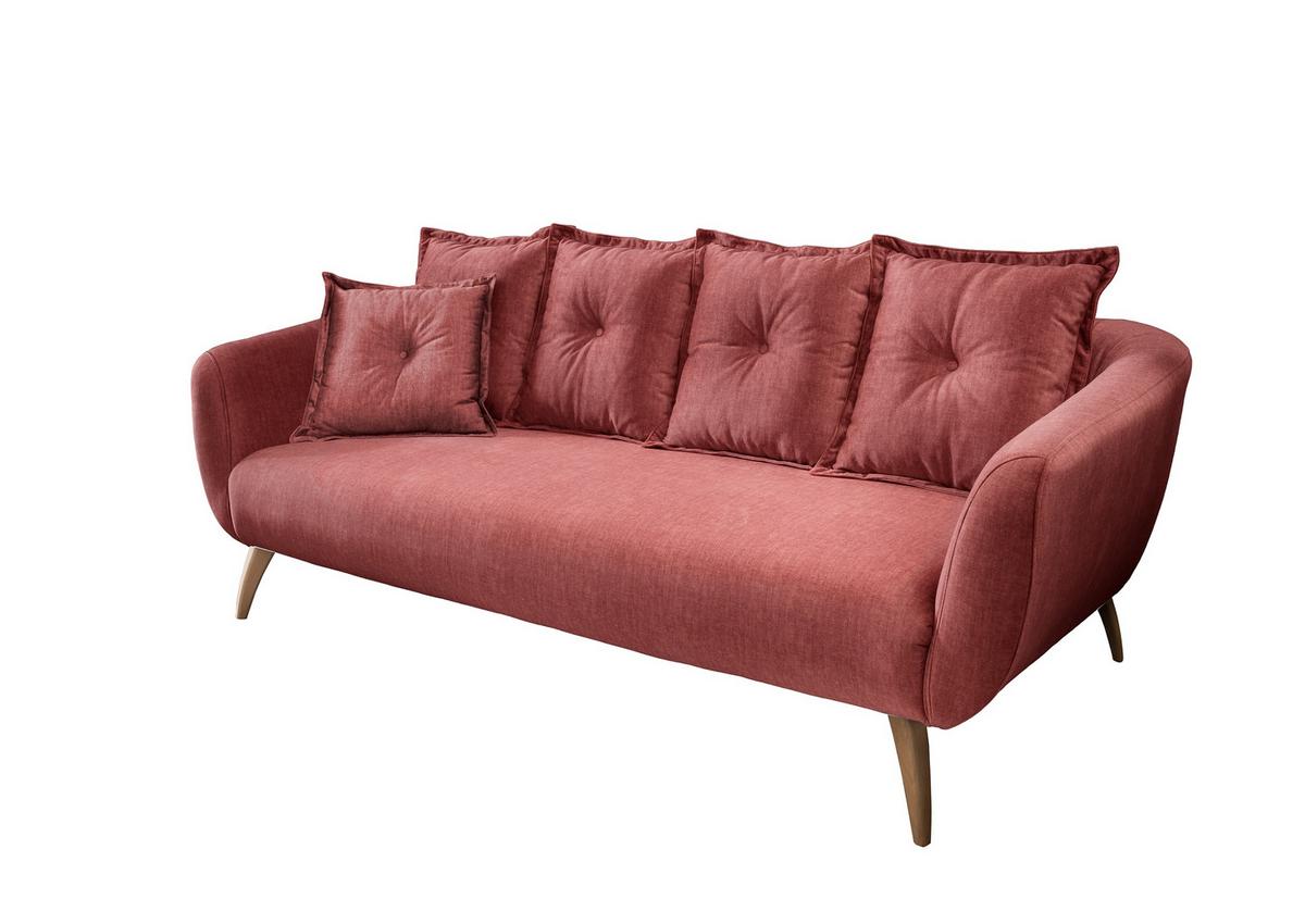 3-Sitzer-Sofa Baggio Koralle B: 236 cm - Koralle/Buchefarben, MODERN, Textil (236/94/103cm) - Livetastic