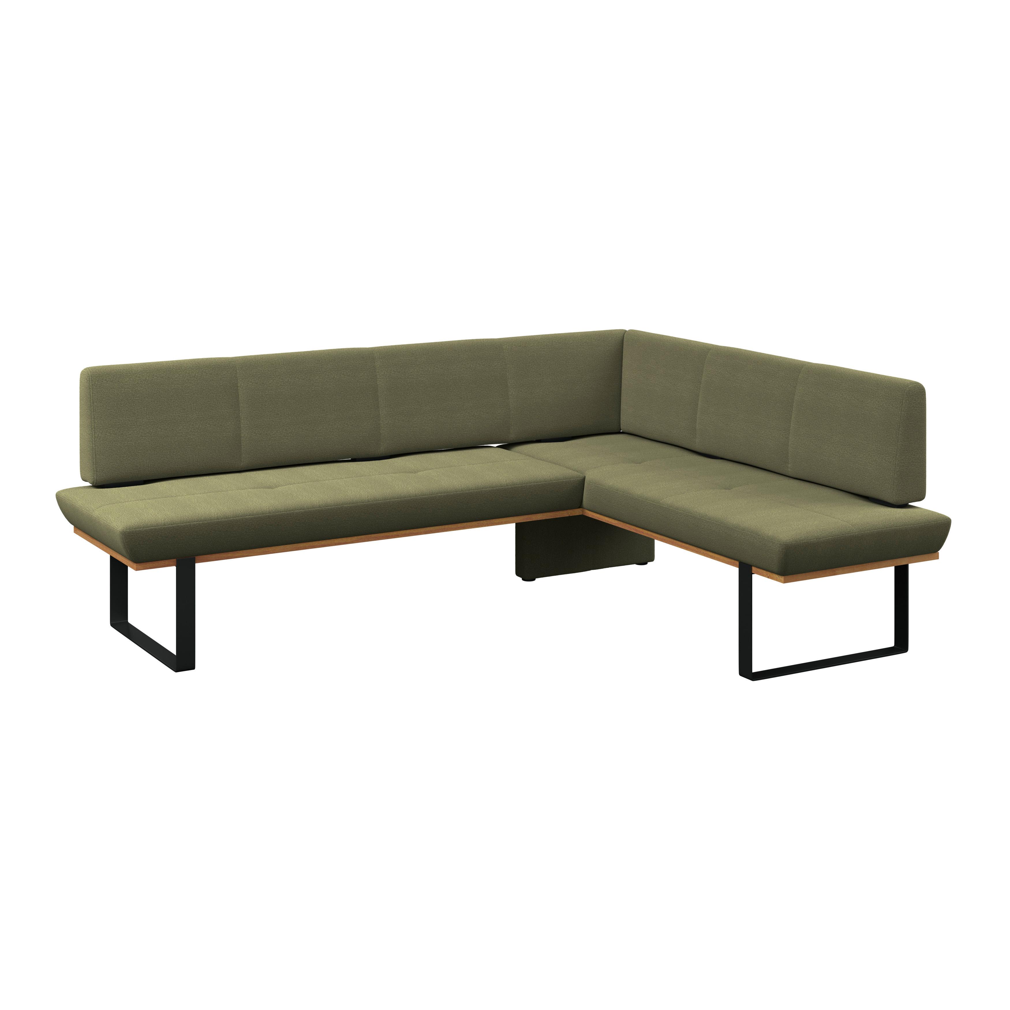 Eckbank Tristan Webstoff grün, S:225x175cm - Schwarz/Grün, MODERN, Holz/Textil (225/175cm) - James Wood