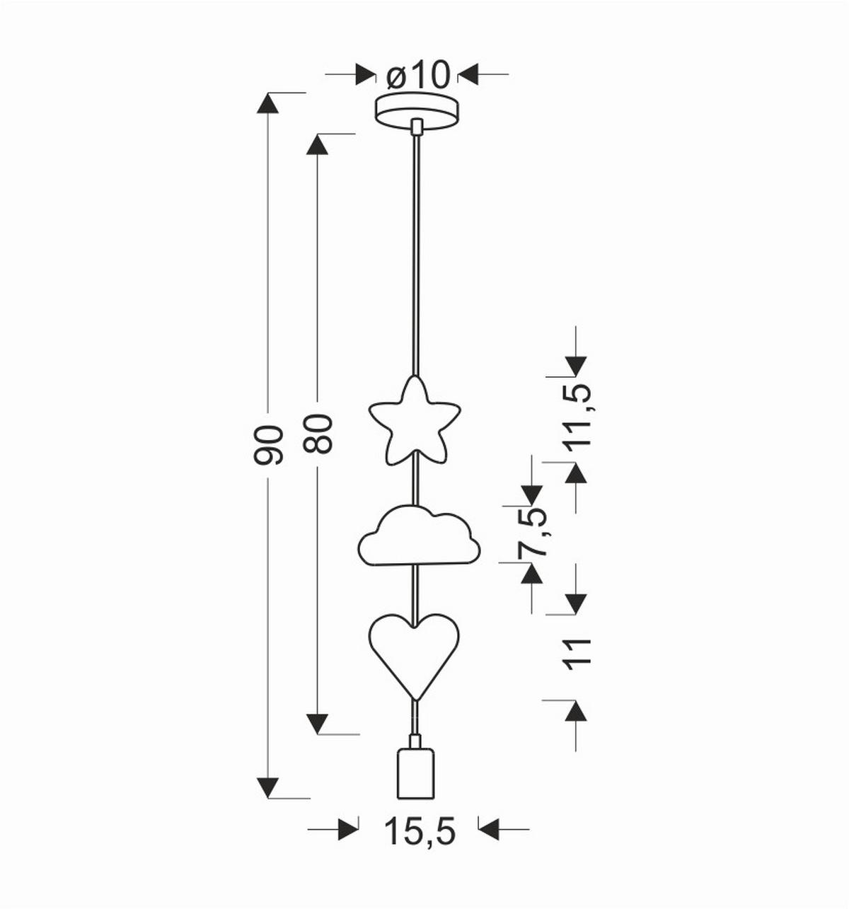 Kinderhängeleuchte 31-12135 Single Hcs - Blau/Pink, Basics, Holzwerkstoff/Metall (15/10/90cm)