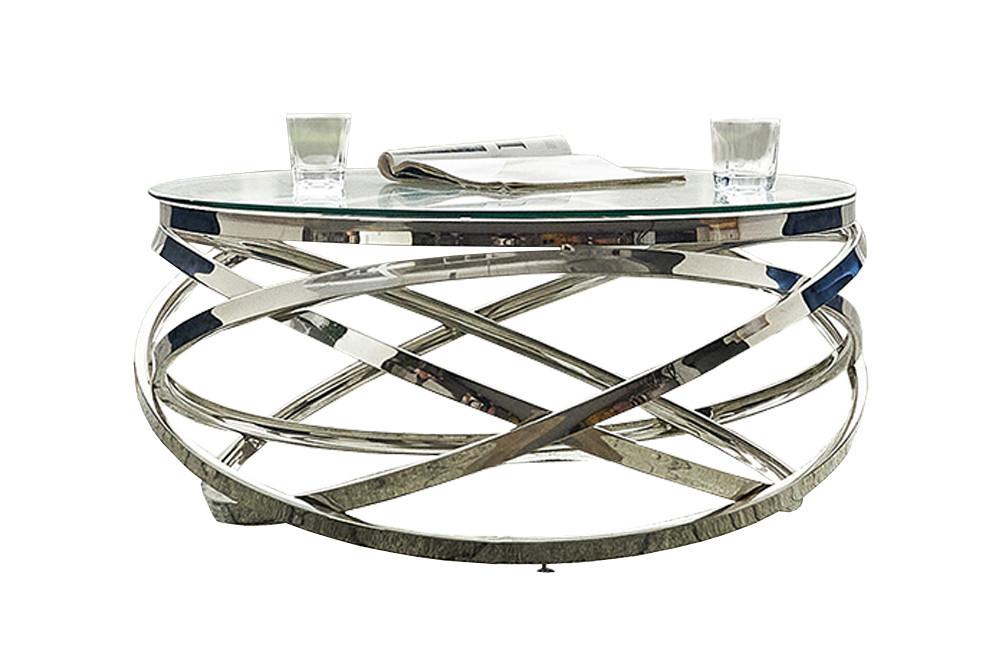 Couchtisch Silberfarben L: 80 cm - Klar/Silberfarben, Design, Glas/Metall (80/80/42cm) - Livetastic