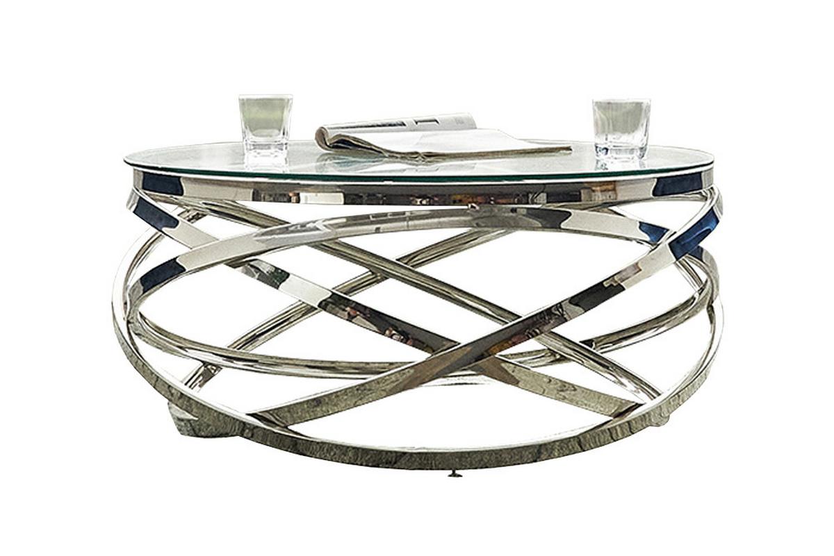 Couchtisch Silberfarben L: 80 cm - Klar/Silberfarben, Design, Glas/Metall (80/80/42cm) - Livetastic