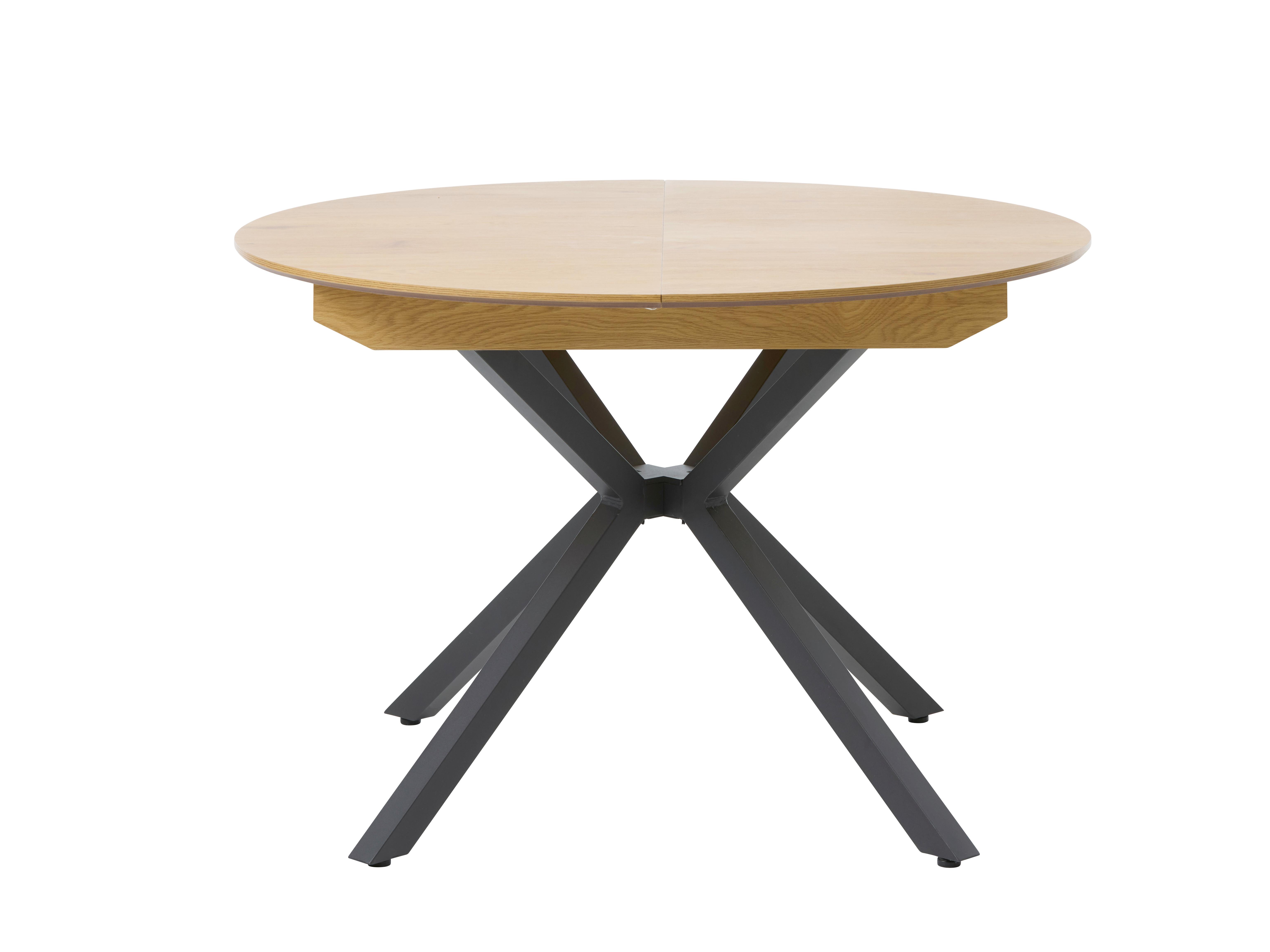 Esstisch Cesura Eichefarben, L: 120 cm - Eichefarben/Schwarz, MODERN, Holzwerkstoff/Metall (120/120/75cm) - Livetastic