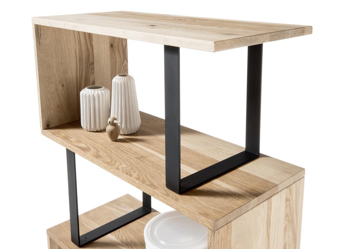 Regal Fernando 2 B: 80 Cm Eiche Dekor/schwarz - Eichefarben/Schwarz, Design, Holz/Metall (80/112/35cm) - Livetastic