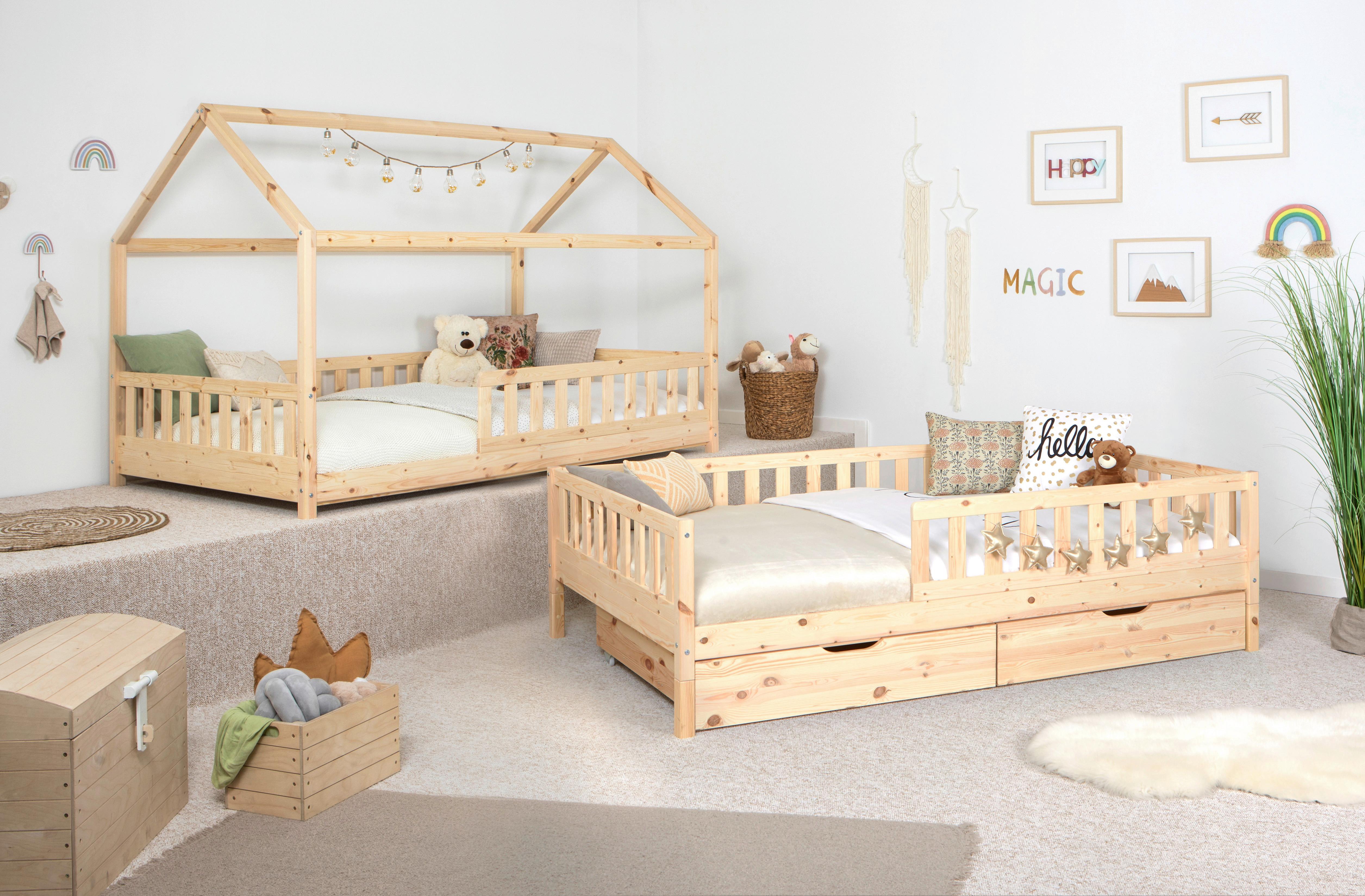 Bodenbett 100/200 Cm In Naturfarben Inkl. Laden - Naturfarben, MODERN, Holz (100/200cm) - MID.YOU