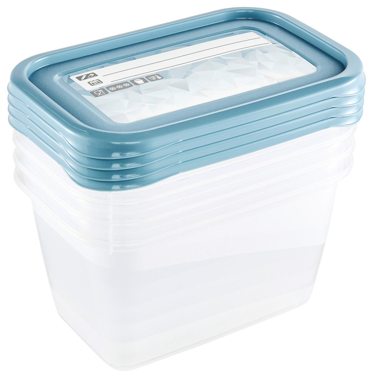 Gefrierdose 4er-Set Mia ca. 0,75 L - Blau/Weiß, KONVENTIONELL, Kunststoff (15,5/10,5/8,5cm)