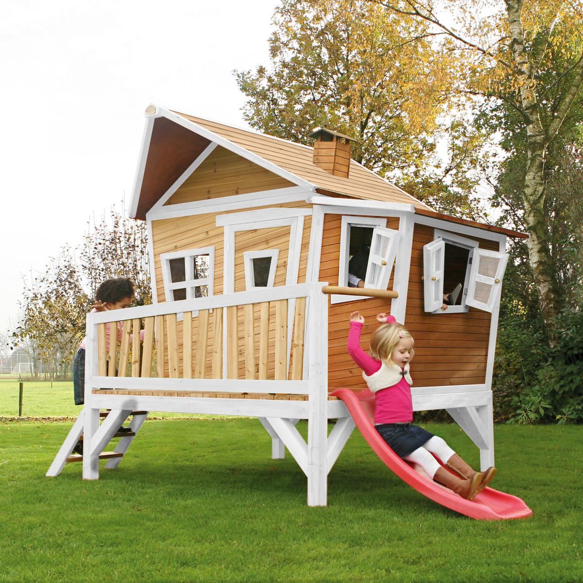 Spielhaus A030.108.21 - Rot/Hellgrün, KONVENTIONELL, Holz/Kunststoff (123/12,8/152cm) - Ambia Garden