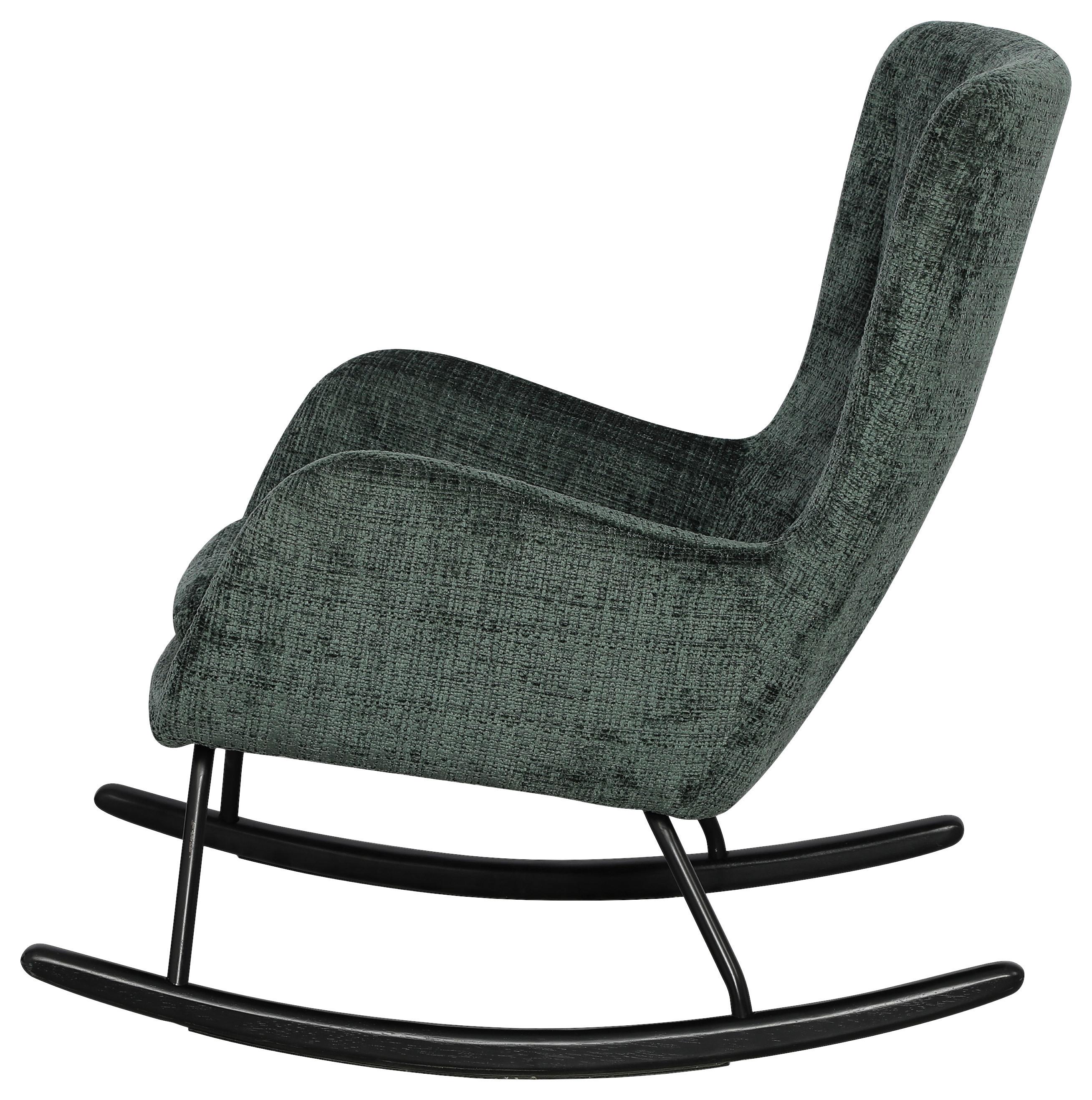 Schaukelstuhl Cremona Grün B: 71 Cm - Schwarz/Grün, MODERN, Holz/Textil (71/93/91cm) - Livetastic