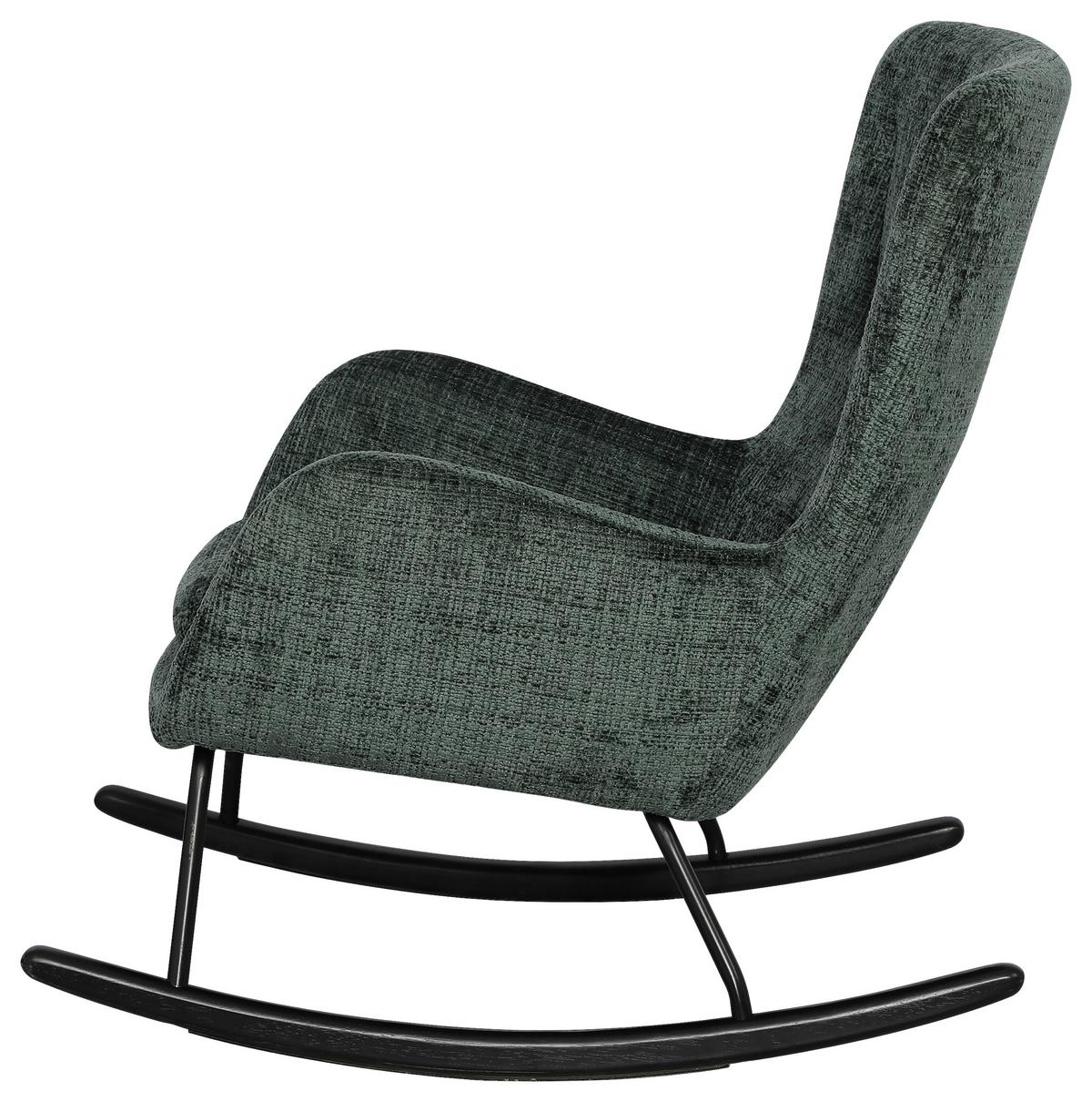 Schaukelstuhl Cremona Grün B: 71 Cm - Schwarz/Grün, MODERN, Holz/Textil (71/93/91cm) - Livetastic