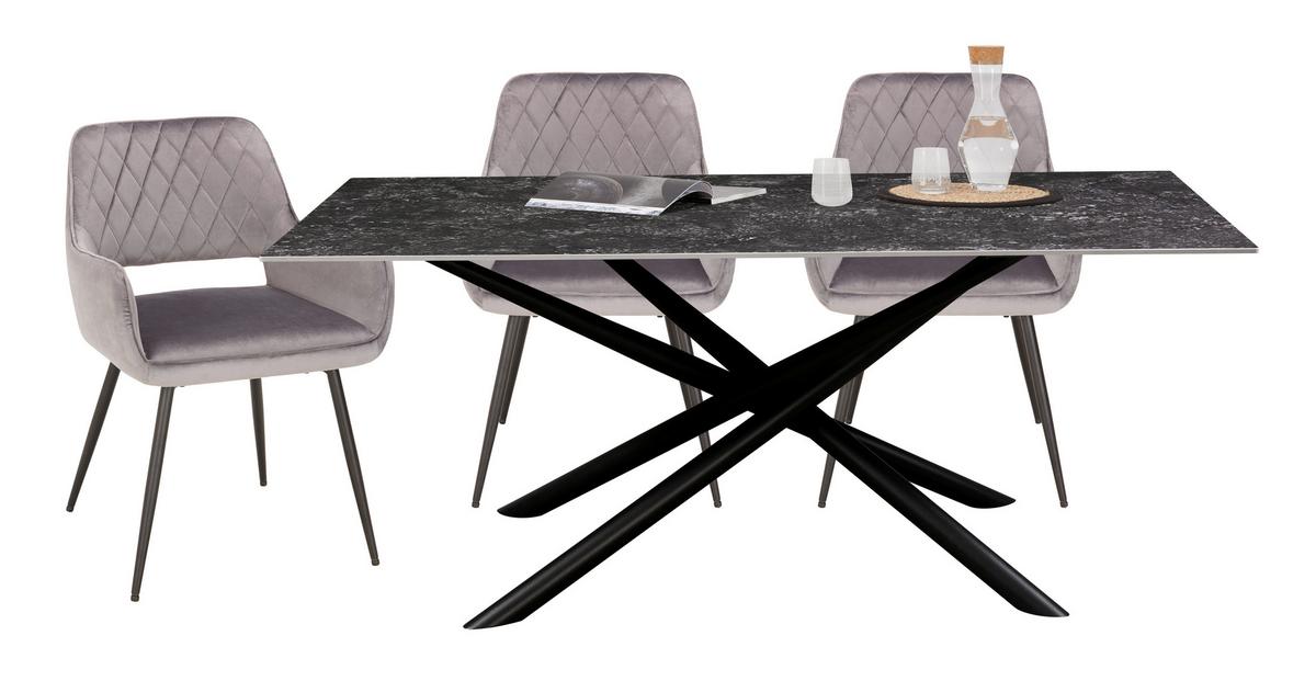 Jedálenský stôl DAVID 180x90 - čierna/sivá, Modern, kov/keramika (180/76/90cm) - Mömax