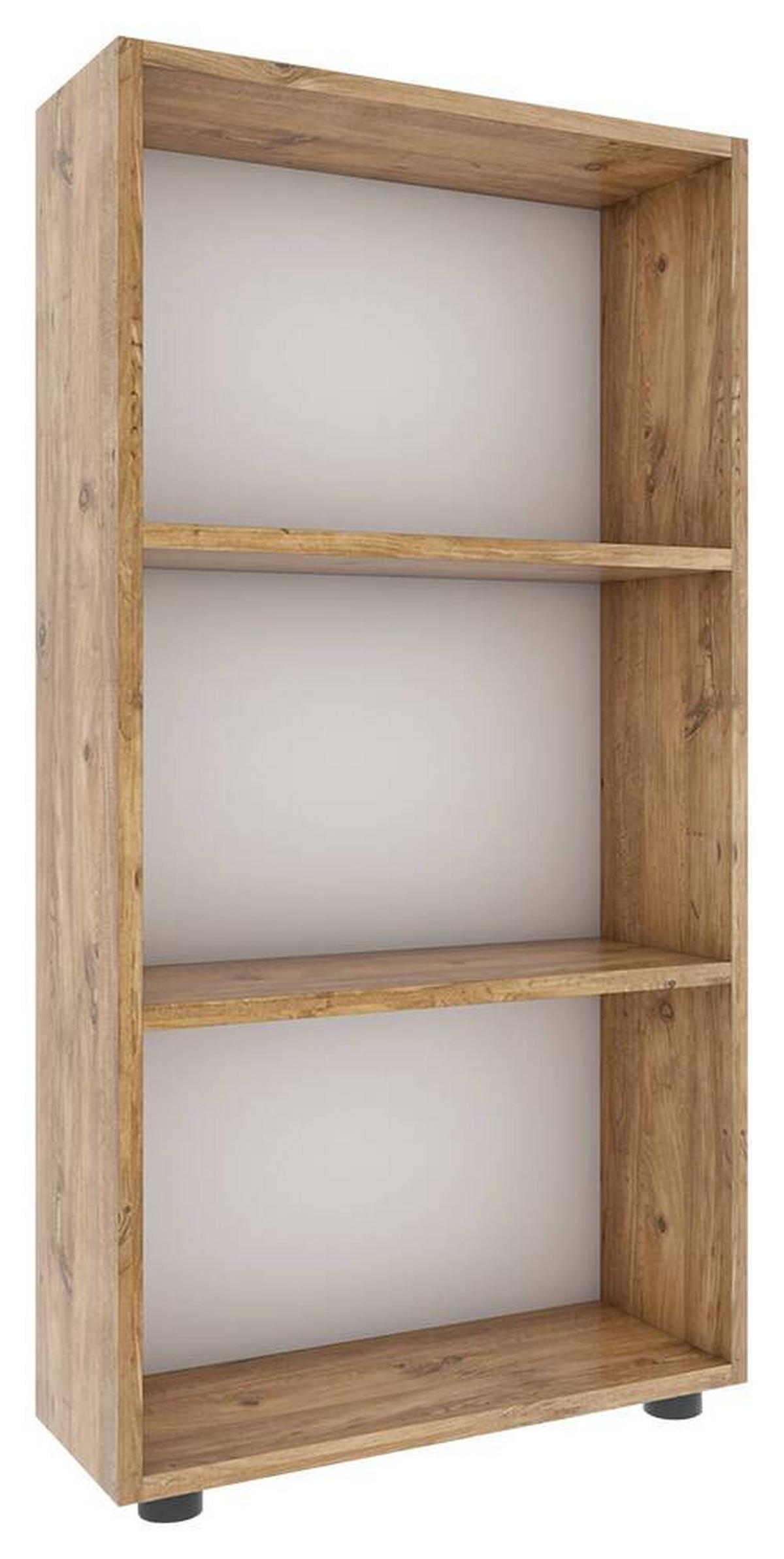 Regál Bulas š: 56 cm, dub medový - čierna/dub medový, Modern, kompozitné drevo/plast (56/108/20cm) - MID.YOU