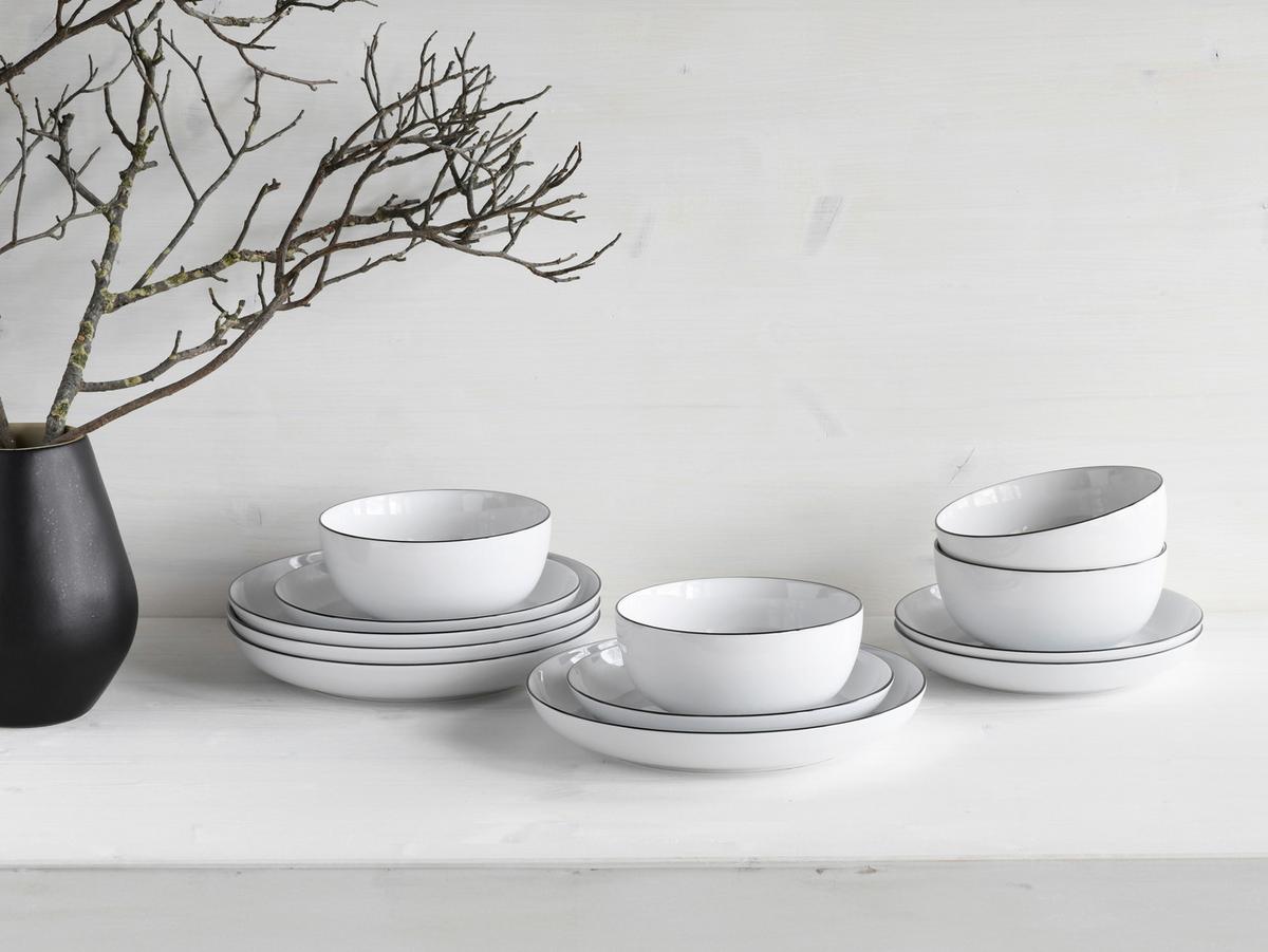 Tafelservice Porzellan Schwarz Weiß - Design - Creatable