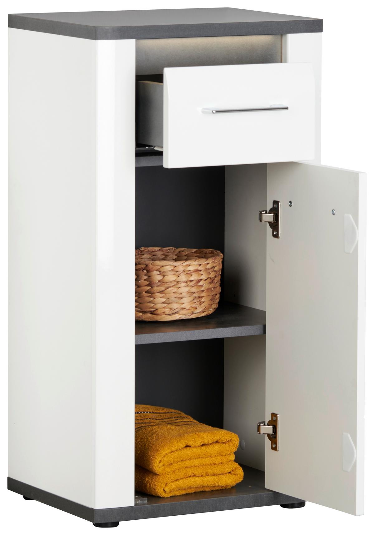 Unterschrank Mit Soft-Close + Led Alassio B: 42,4 cm, Weiß - Schwarz/Weiß, MODERN, Holzwerkstoff (42,4/81,8/33cm) - Luca Bessoni