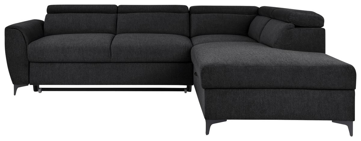 Ecksofa Lapis Schwarz S: 255/217 cm - Schwarz, KONVENTIONELL, Textil (255/217cm) - MID.YOU