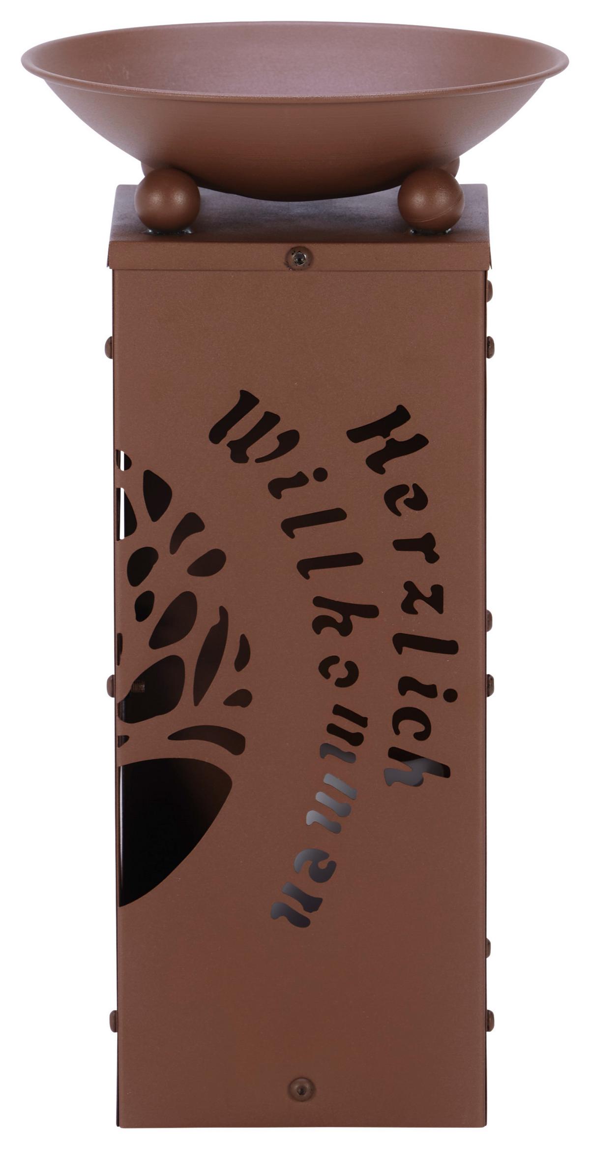 Dekosäule Mit Schale Welcome H: 39 Cm - Rostfarben, Basics, Metall (21/21/39cm)