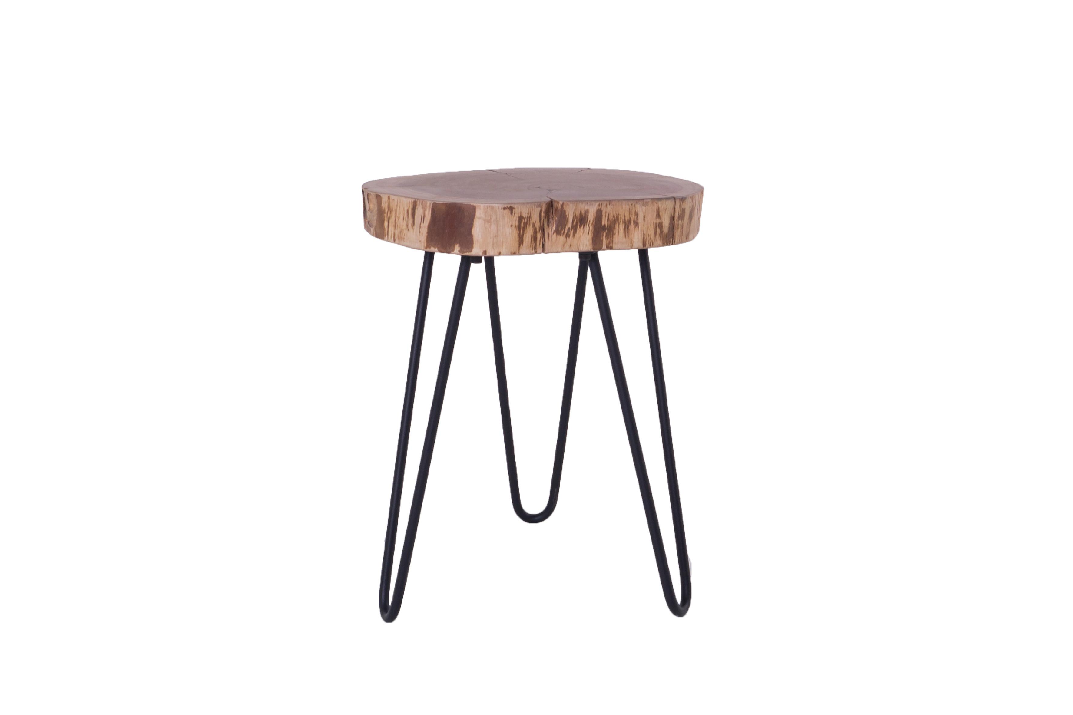 Beistelltisch Nasti B: 40cm Akaziefarben - Schwarz/Akaziefarben, MODERN, Holz/Metall (38/40/38cm) - MID.YOU