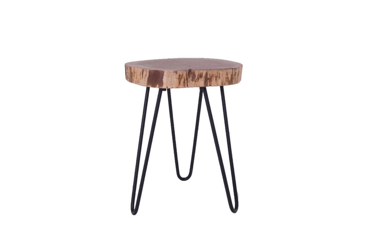 Beistelltisch Nasti B: 40cm Akaziefarben - Schwarz/Akaziefarben, MODERN, Holz/Metall (38/40/38cm) - MID.YOU