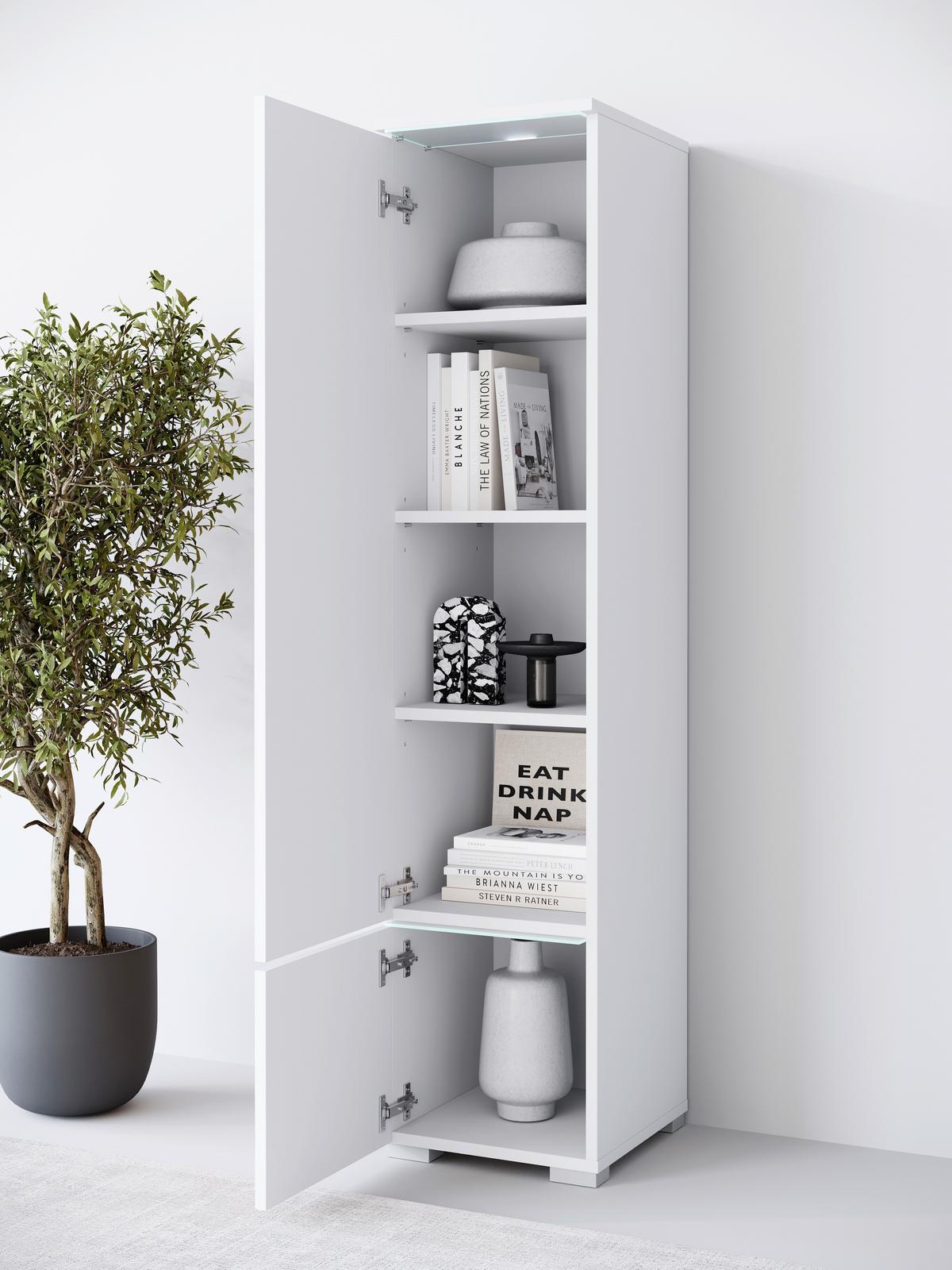 Hochschrank Vera Weiß Hg B: 30cm - Weiß Hochglanz/Weiß, Design, Holzwerkstoff (30/130/33cm) - Livetastic