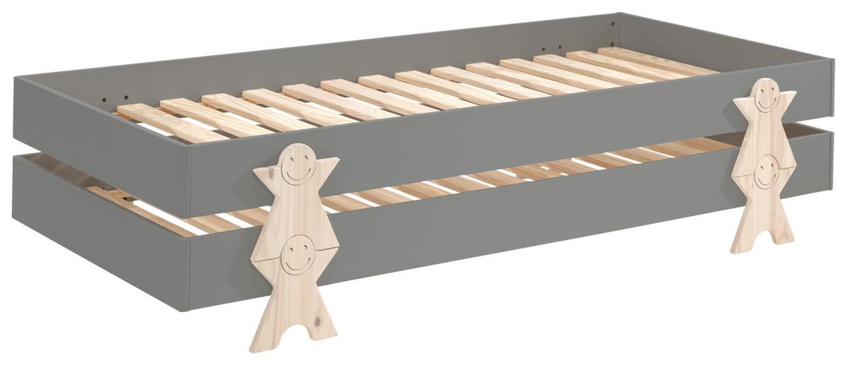 Stohovatelná postel MODULO šedá - barvy borovice/šedá, Moderní, dřevo/kompozitní dřevo (90/200cm) - MID.YOU