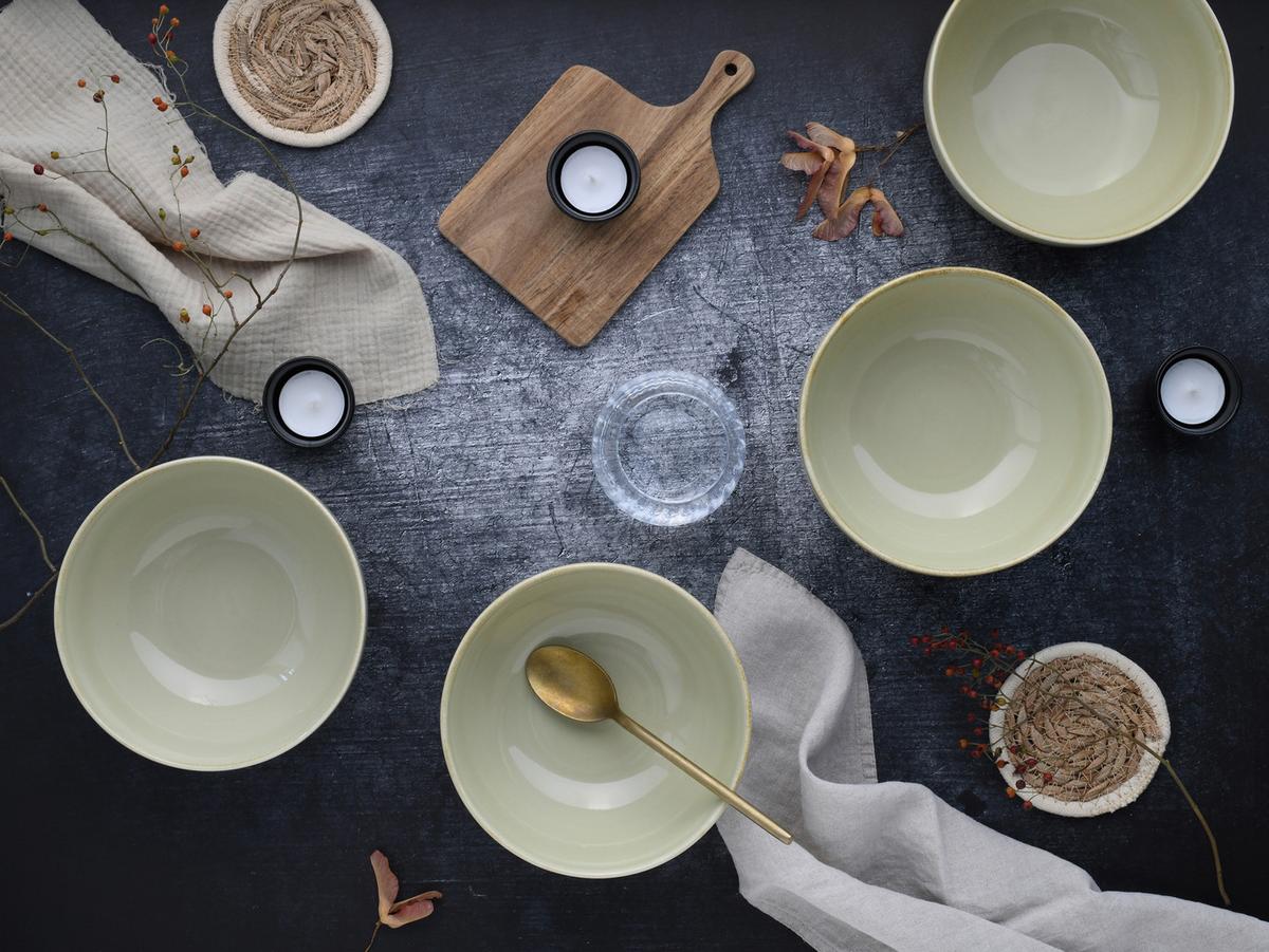 Schüsselset Nature Collection Earth, 4--Teilig., Salbeigrün - Salbeigrün, Design, Keramik - Creatable