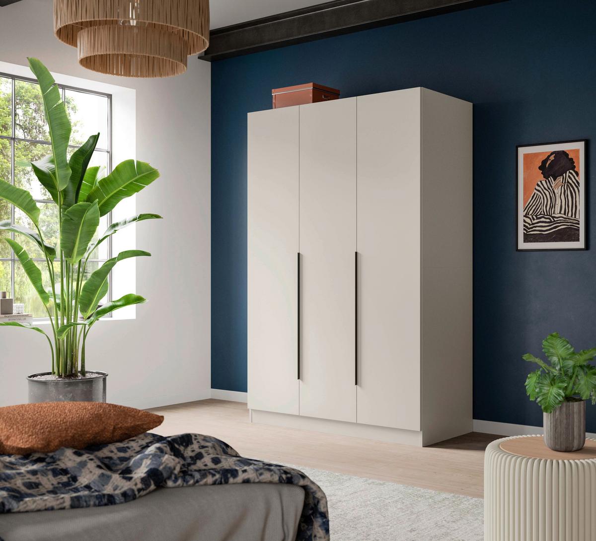 DREHTÜRENSCHRANK Kopenhagen Schwarz B: 120cm - Kaschmir, MODERN, Holzwerkstoff (120/181/52cm) - Livetastic