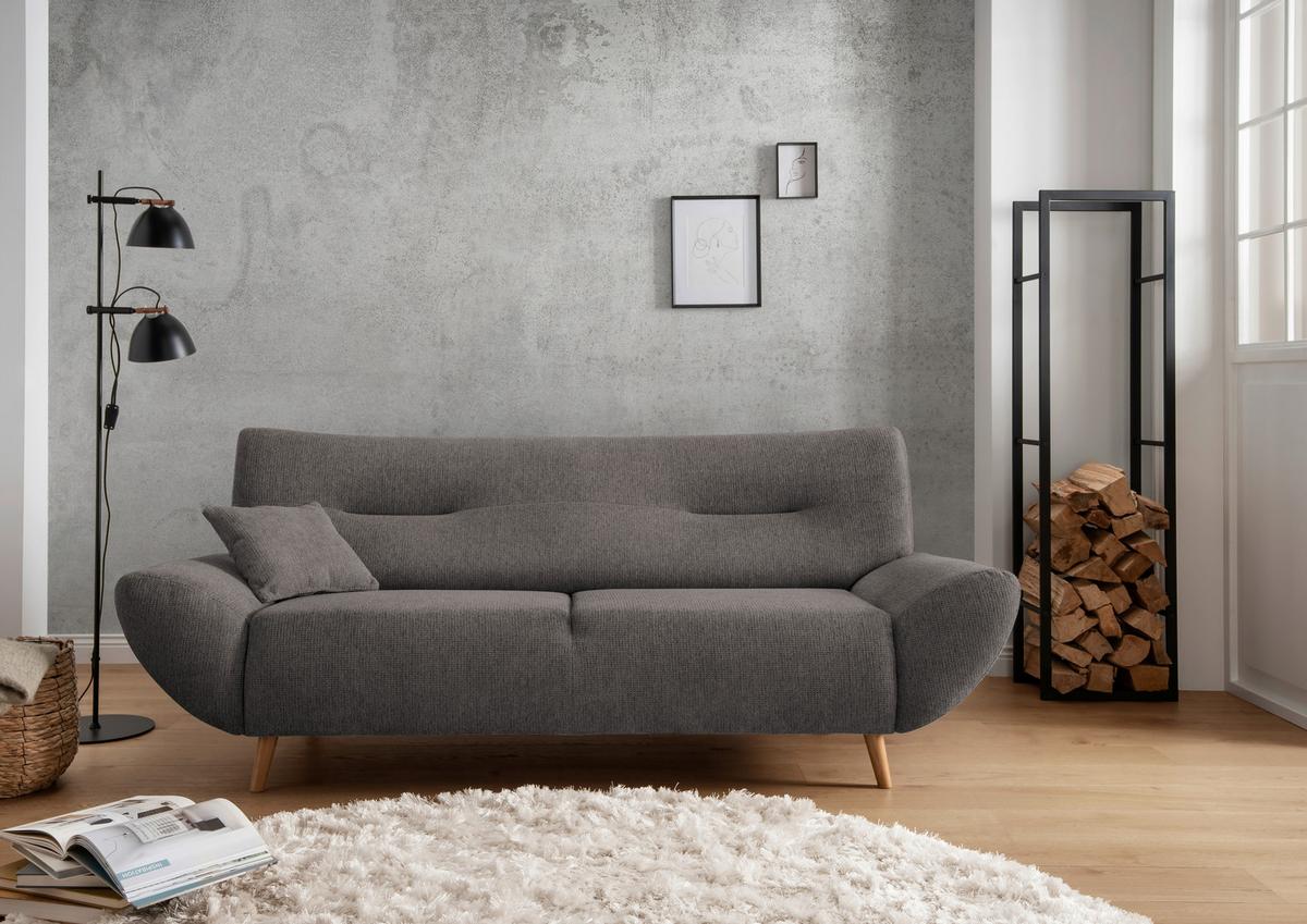 3-Sitzer-Sofa Drago Mit Kissen Graubraun B: 205 cm - Wildeiche/Graubraun, MODERN, Textil (205/81/90cm) - MID.YOU