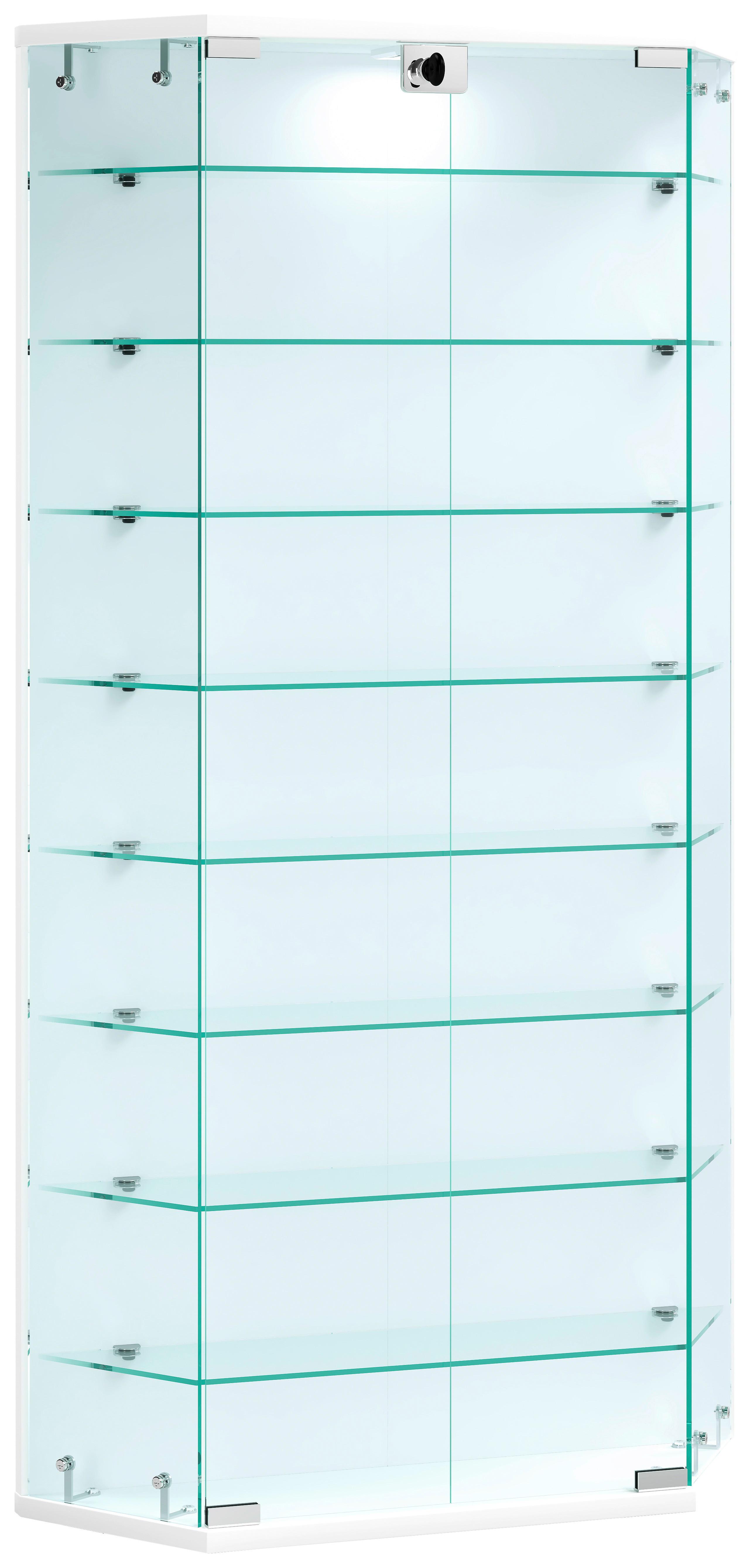 Vitrine Benila Weiß B: 83 cm - Transparent/Weiß, Design, Glas/Holzwerkstoff (83/114/17cm) - MID.YOU
