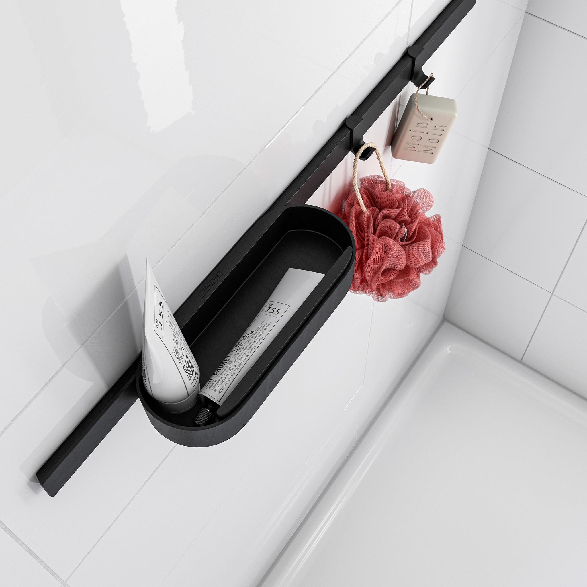 Duscharmaturen-Set Wallstoris Schwarz H: 17,1 cm - Schwarz, Basics, Kunststoff (56,1/17,1/8,4cm) - Hansgrohe