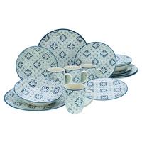 Kombiservice Yara Blau Blau, Weiß L: 32,5 cm - Blau/Weiß, Basics, Keramik - Creatable