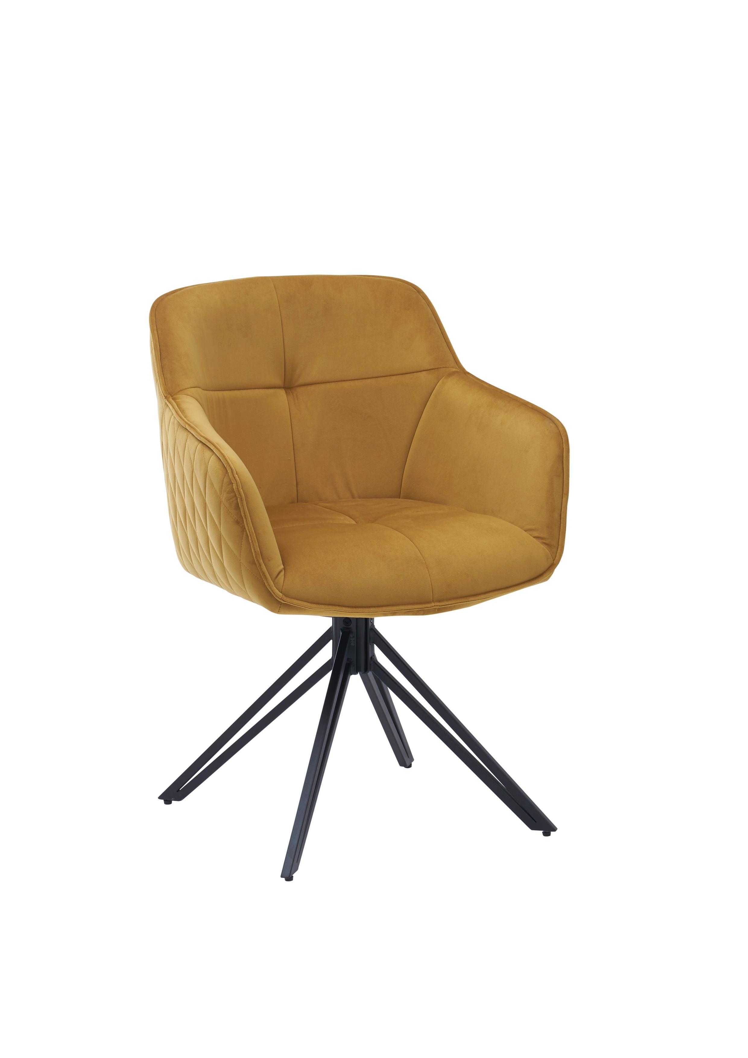 Stolička s podrúčkami EMMA, zlatá - čierna/zlatá, Modern, kov/textil (59/82/62cm) - MID.YOU