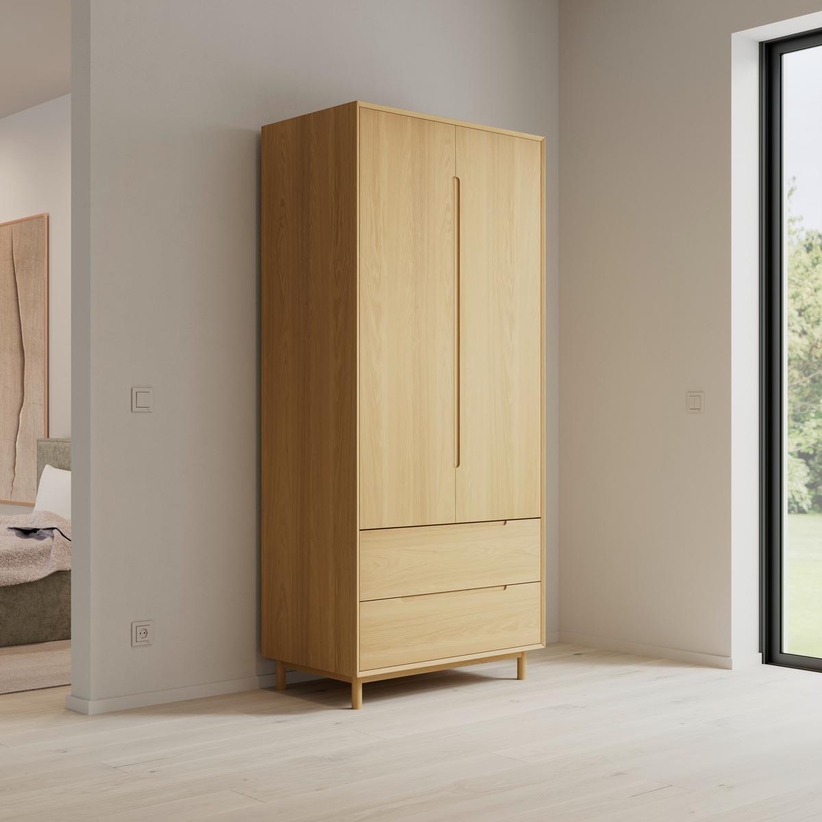 Šatníková skriňa MARLO š. cca 100 cm, dekor dub - farba duba, Modern, drevo/kompozitné drevo (100/223/60cm) - Bessagi Home