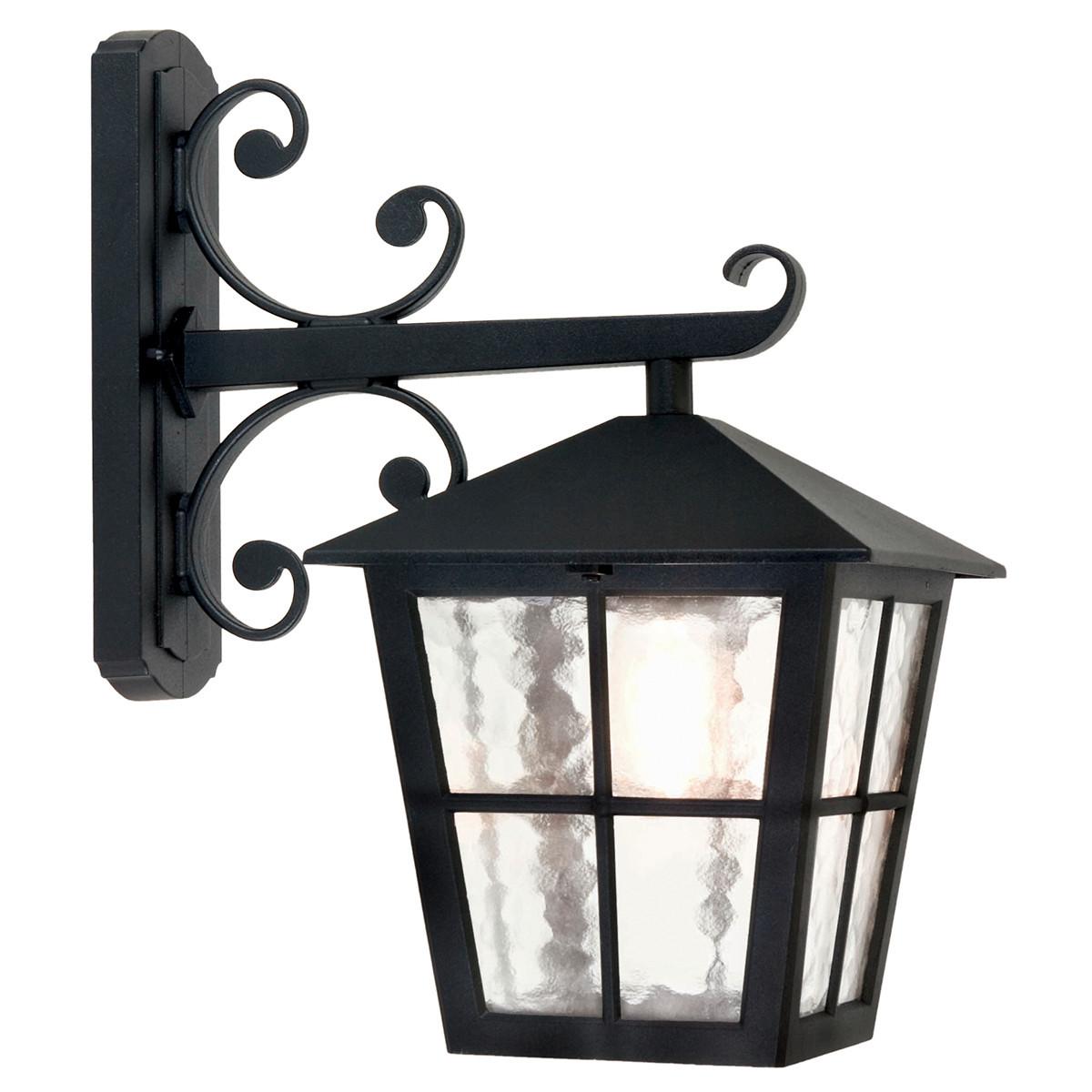 Außenwandleuchte 100 Watt Metall Glas, Wandmontage - Schwarz, Natur, Glas/Metall (33/21/40,5cm) - Elstead Lighting