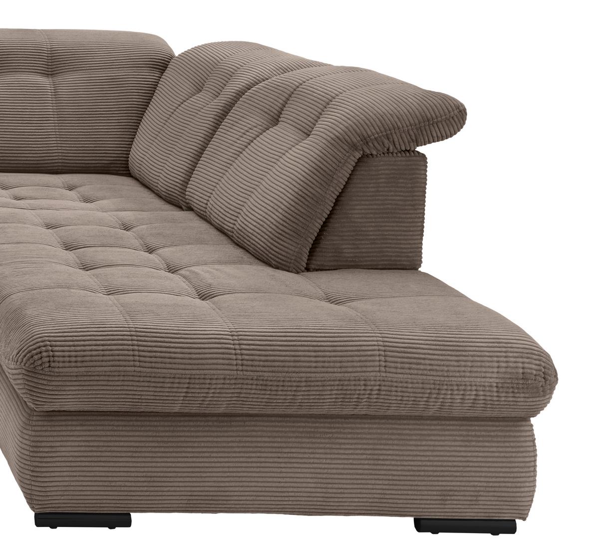 Wohnlandschaft Mit Bettkasten Rigatti Graubraun B: 387 Cm - Graubraun/Schwarz, MODERN, Textil (184/387/252cm) - Livetastic