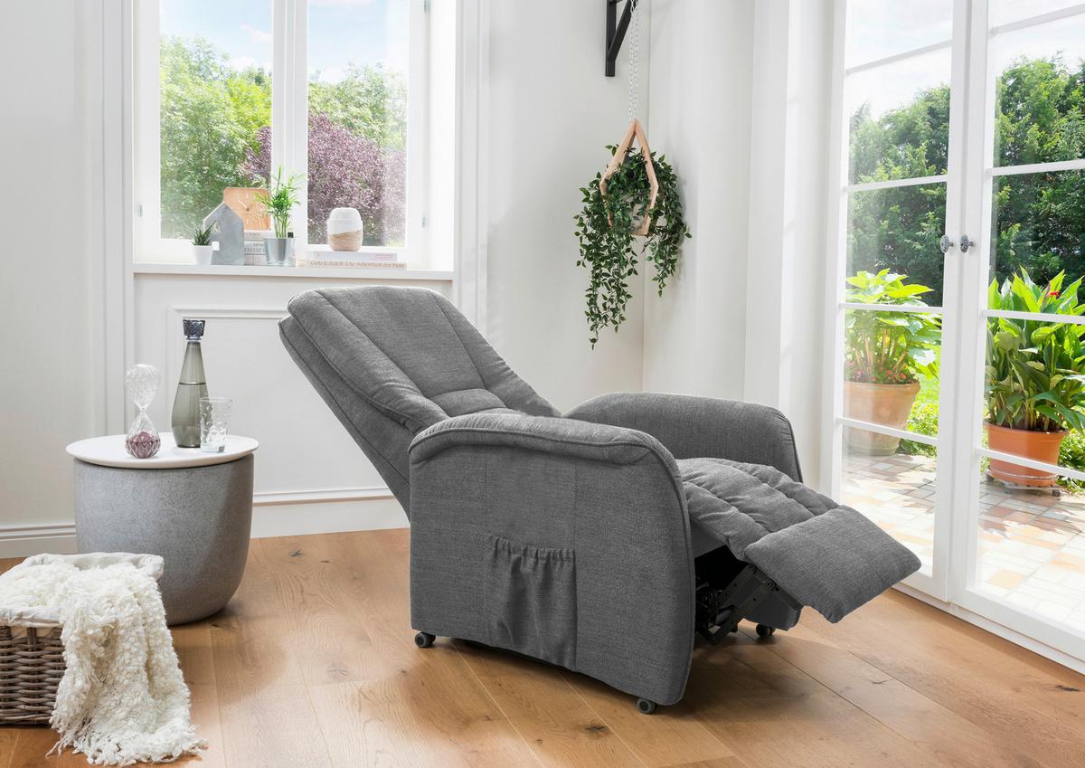 Fernsehsessel Harry Dunkelgrau B: 77 Cm - Dunkelgrün/Dunkelgrau, Design, Textil (77/107/88cm) - Livetastic