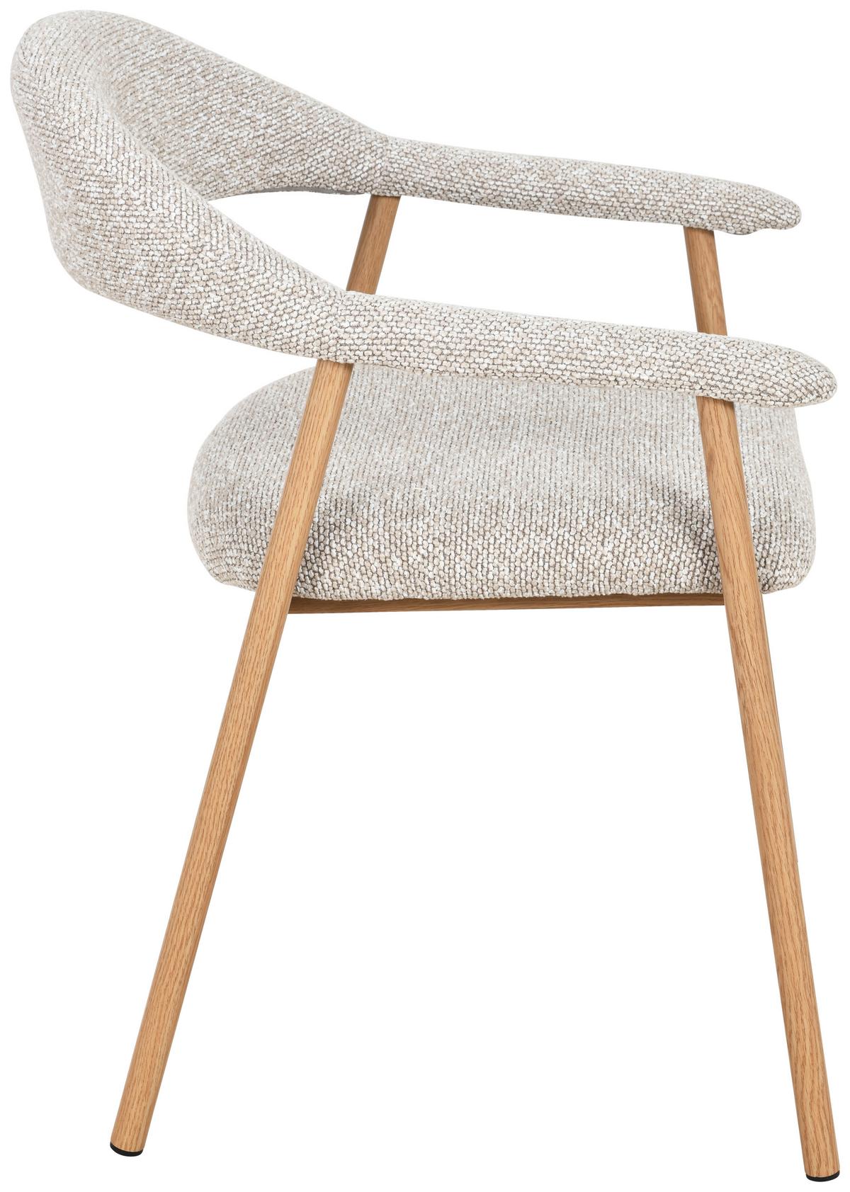 Armlehnstuhl Linea Beige/Eichefarben B: 59 cm - Eichefarben/Beige, Basics, Holz/Textil (59/75/62cm) - Livetastic