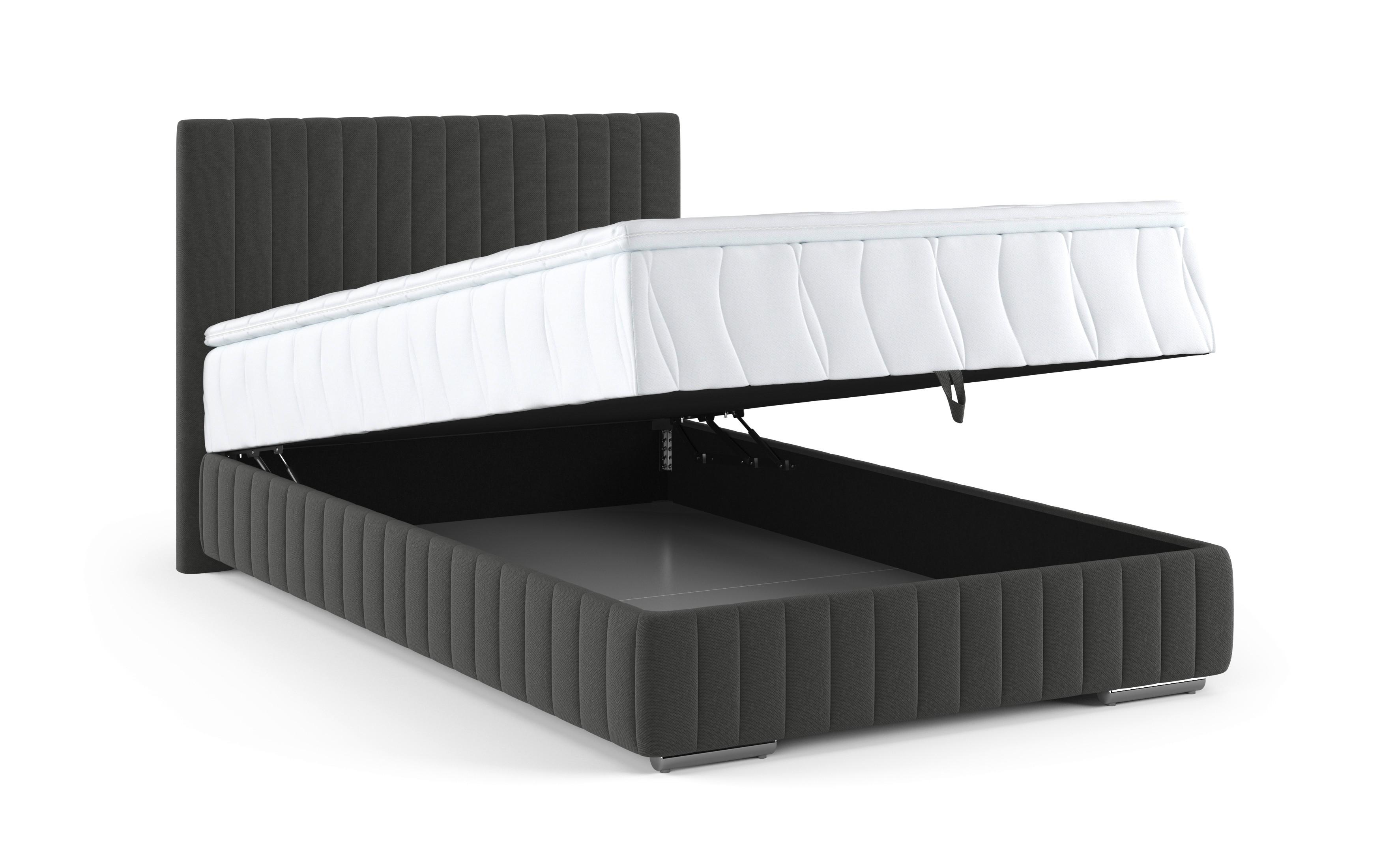 Boxbett Beetle Grau Lxf: Ca. 90x200 Cm - Chromfarben/Grau, Holzwerkstoff/Textil (90/200cm) - MID.YOU