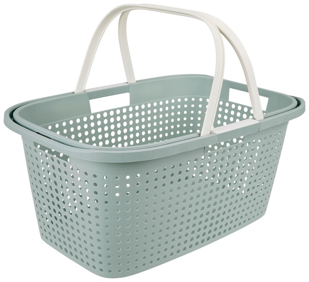 Wäschekorb Bella - Sandfarben/Blau, Basics, Kunststoff (60/40/26cm) - Ondega