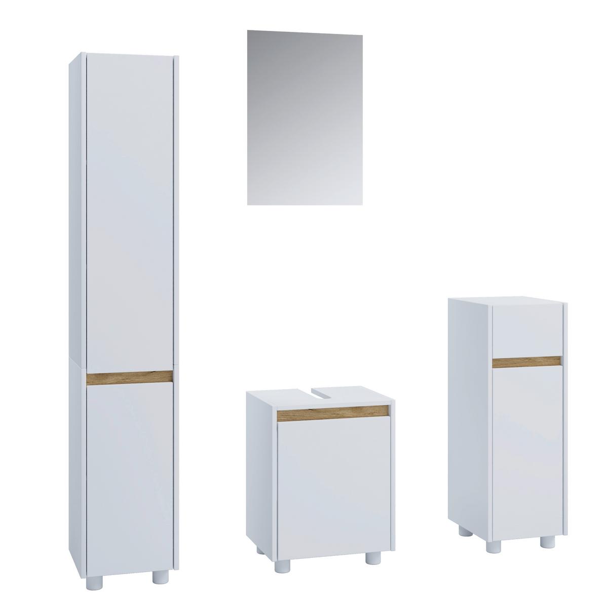 Fürdőszobabútor Cosila - méztölgy színű/fehér, Trend, faalapú anyag (112cm) - MID.YOU