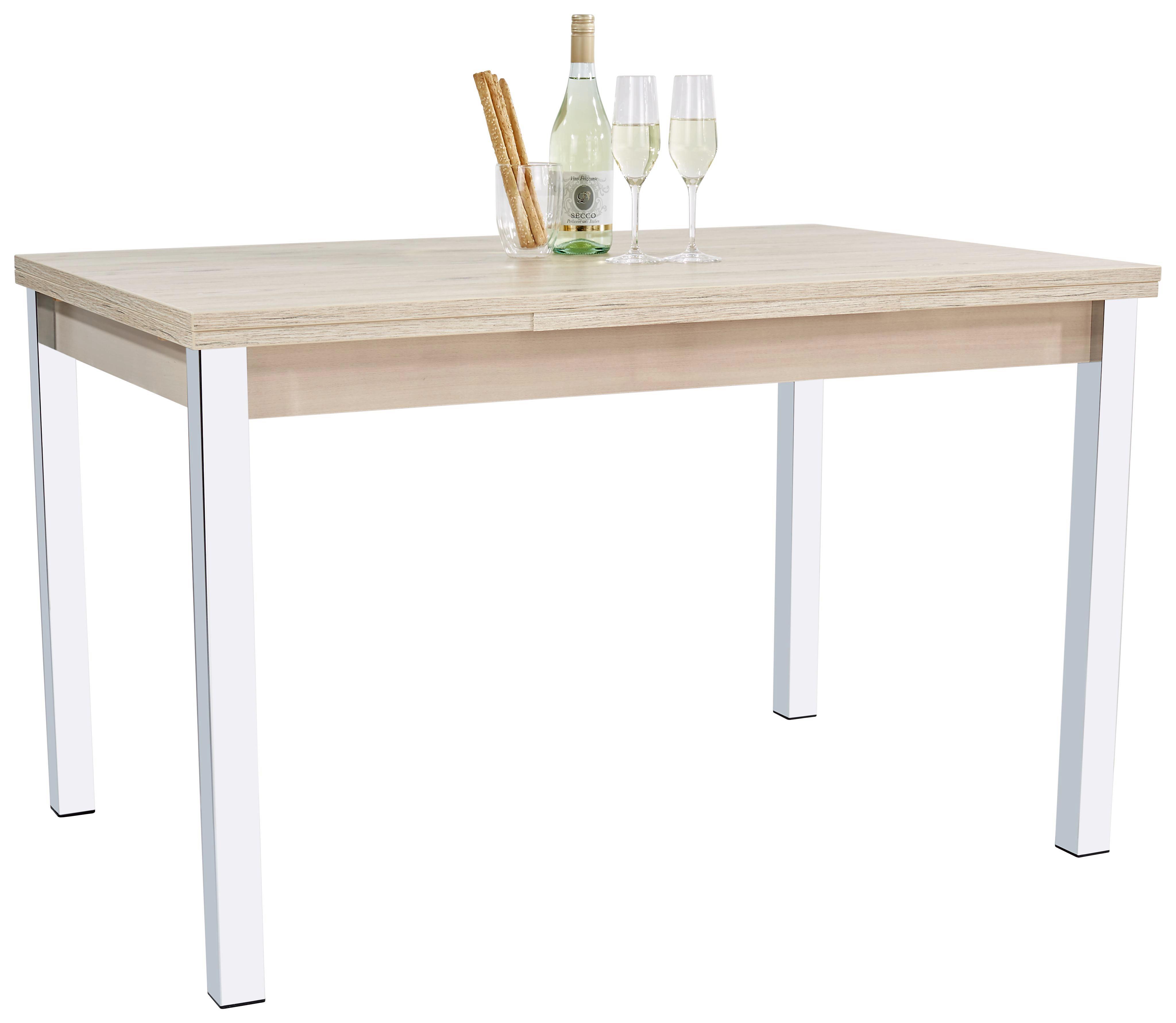 Kihúzható Asztal Berlin I - Tölgyfa/Króm, konvencionális, Faalapú anyag/Fém (120/74/80cm)