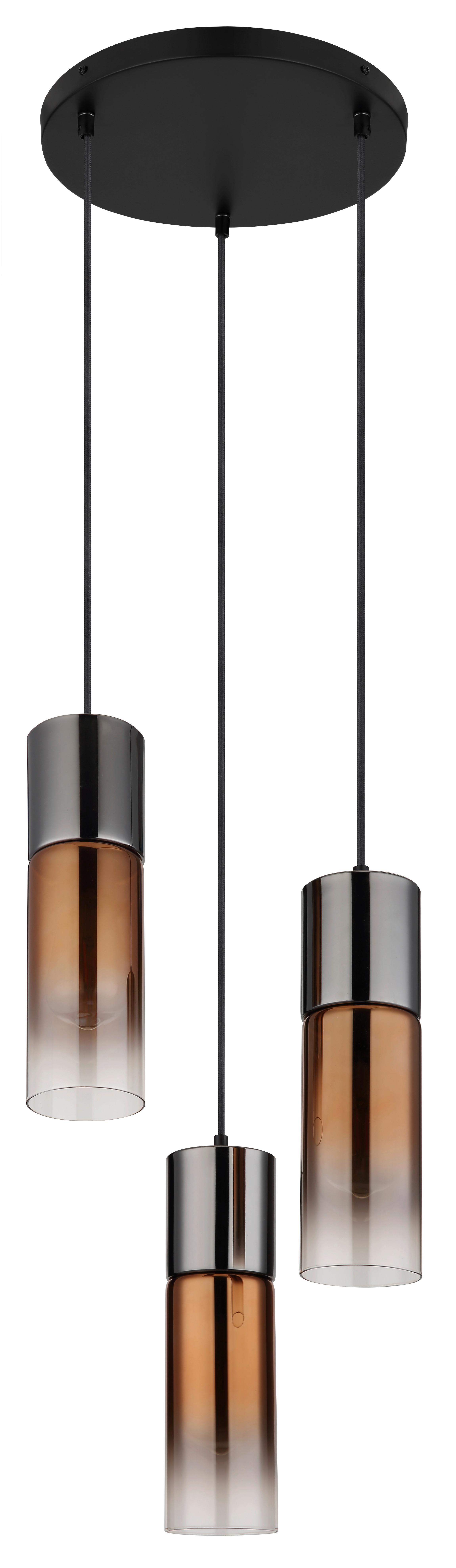 Hängeleuchte 21000-3hg - Klar/Schwarzchrom, Design, Glas/Textil (34/150cm) - Globo