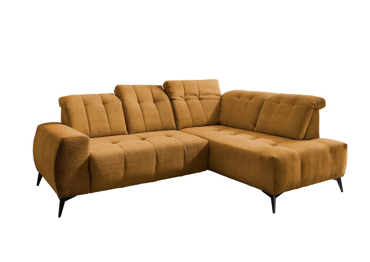 Ecksofa mit USB Anschluss Sano, Goldfarben,s: 261x200 cm - Goldfarben/Schwarz, MODERN, Textil (261/200cm) - Livetastic