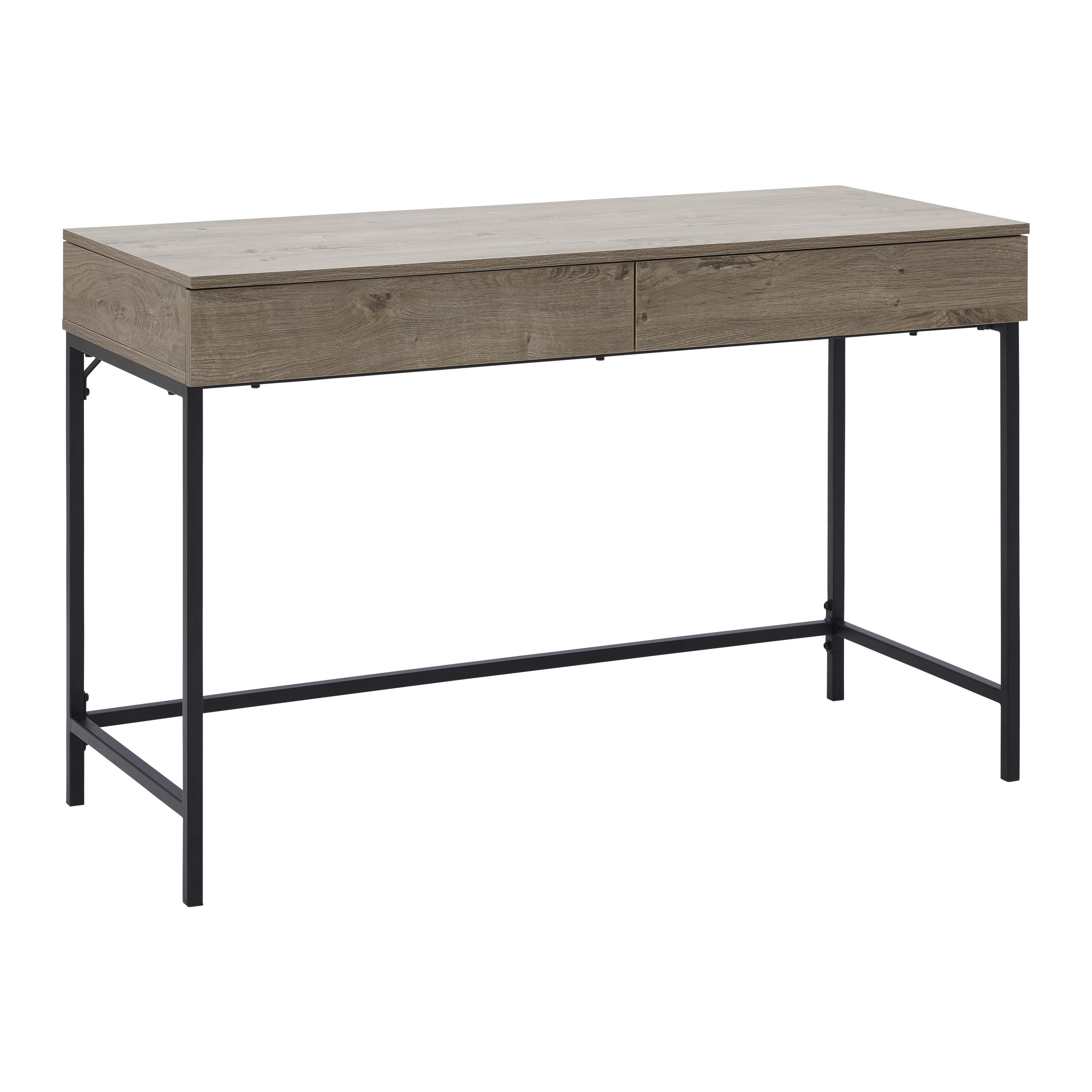 Písací stôl CARA 120x50 cm orech dekor - čierna/farba vlašského orecha, Modern, kov (120/50/76cm) - Bessagi Home