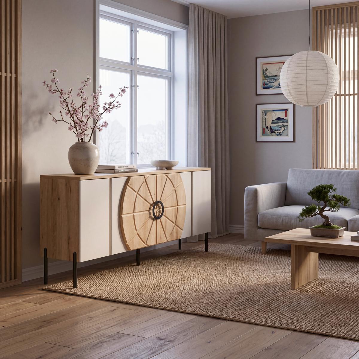 Phonotisch Hong Kong Eichefarben Kaschmir B: 160 cm - Kaschmir/Eichefarben, Trend, Holzwerkstoff (160/71,9/37,5cm)