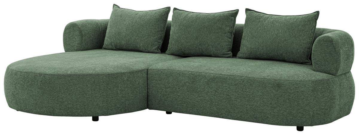 Ecksofa Ferro Grün S: 156x256 Cm - Schwarz/Grün, Design, Textil (156/256cm) - Livetastic