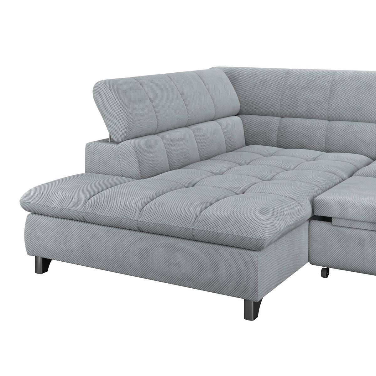 Ecksofa Gemini Grau, B: 234cm - Chromfarben/Grau, KONVENTIONELL, Textil (234/312cm)